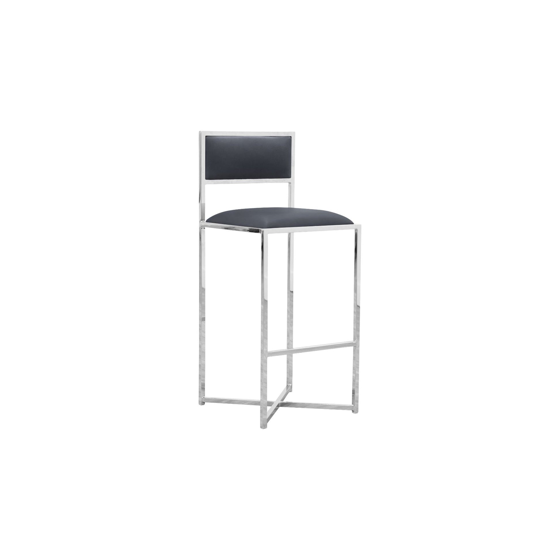 Amalfi X-Base Bar Stool in Cobalt Leather (Set of 2) - Ornate Home