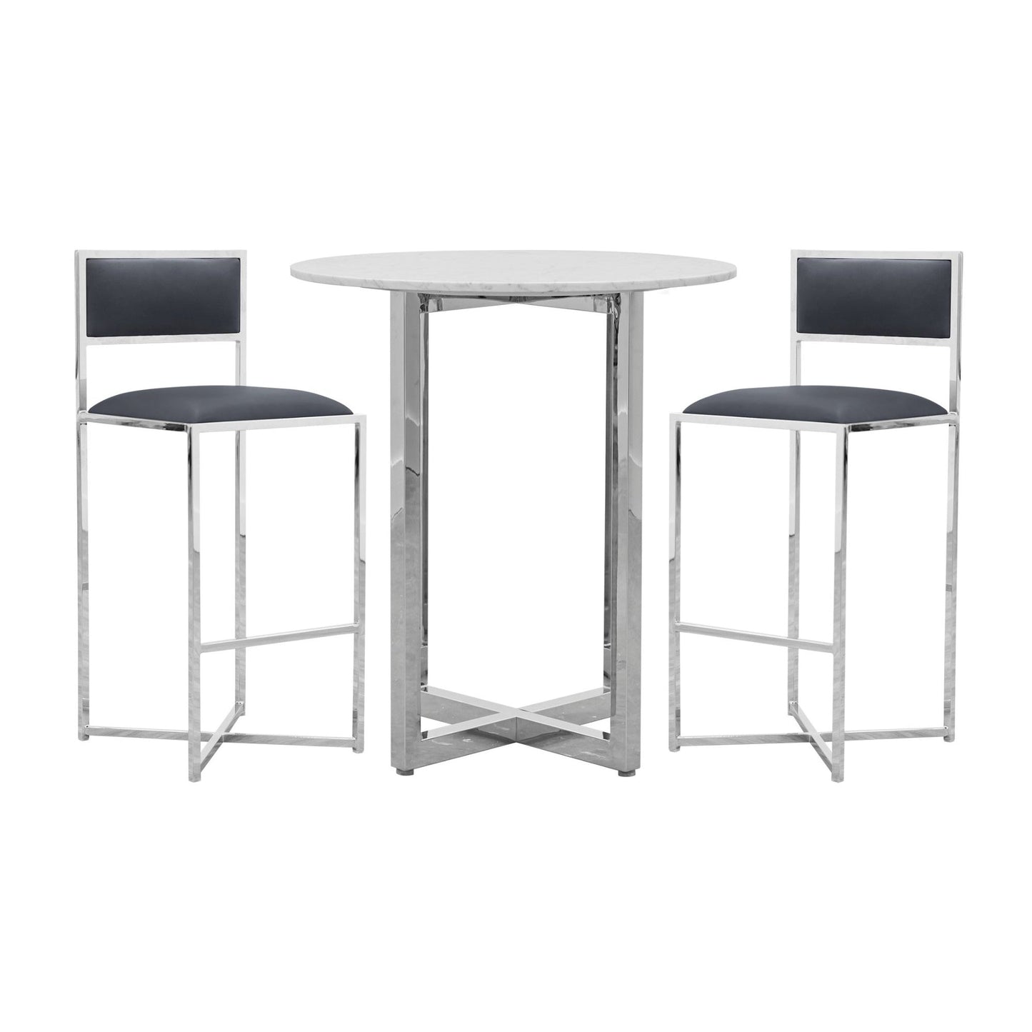Amalfi X-Base Bar Stool in Cobalt Leather (Set of 2) - Ornate Home