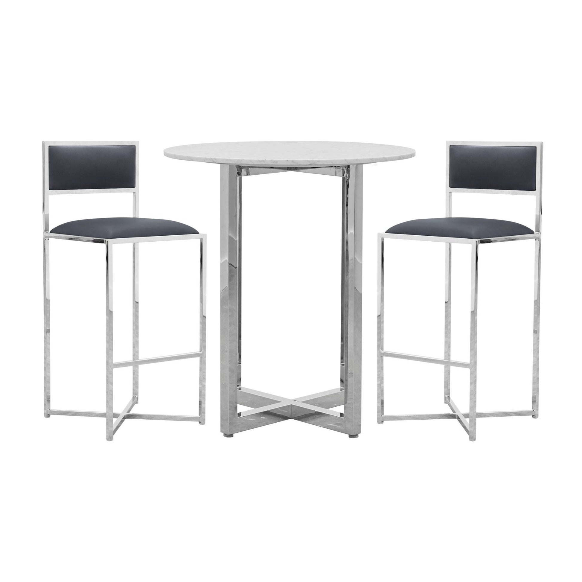Amalfi X-Base Bar Stool in Cobalt Leather (Set of 2) - Ornate Home