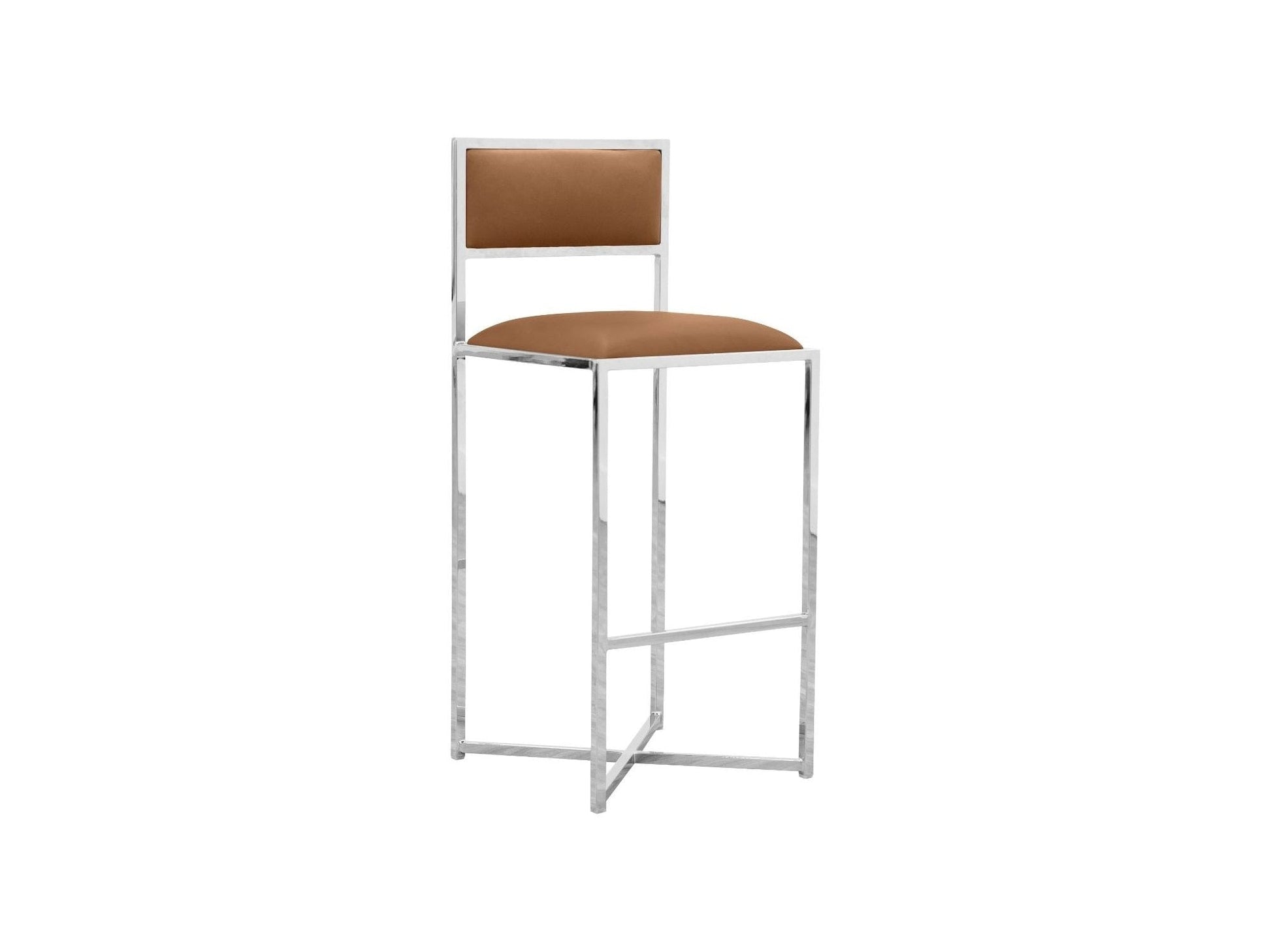 Amalfi X-Base Bar Stool in Cognac Leather (Set of 2) - Ornate Home