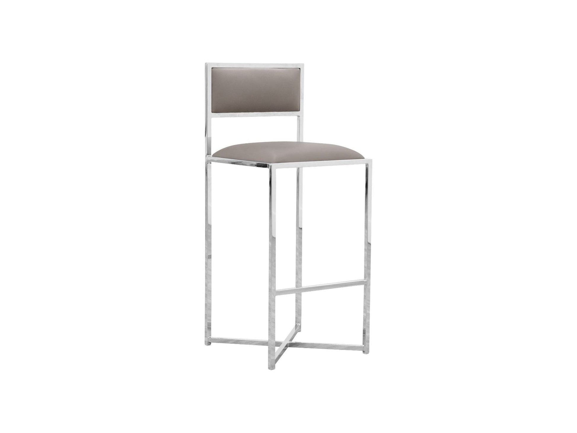 Amalfi X-Base Bar Stool in Taupe Leather (Set of 2) - Ornate Home
