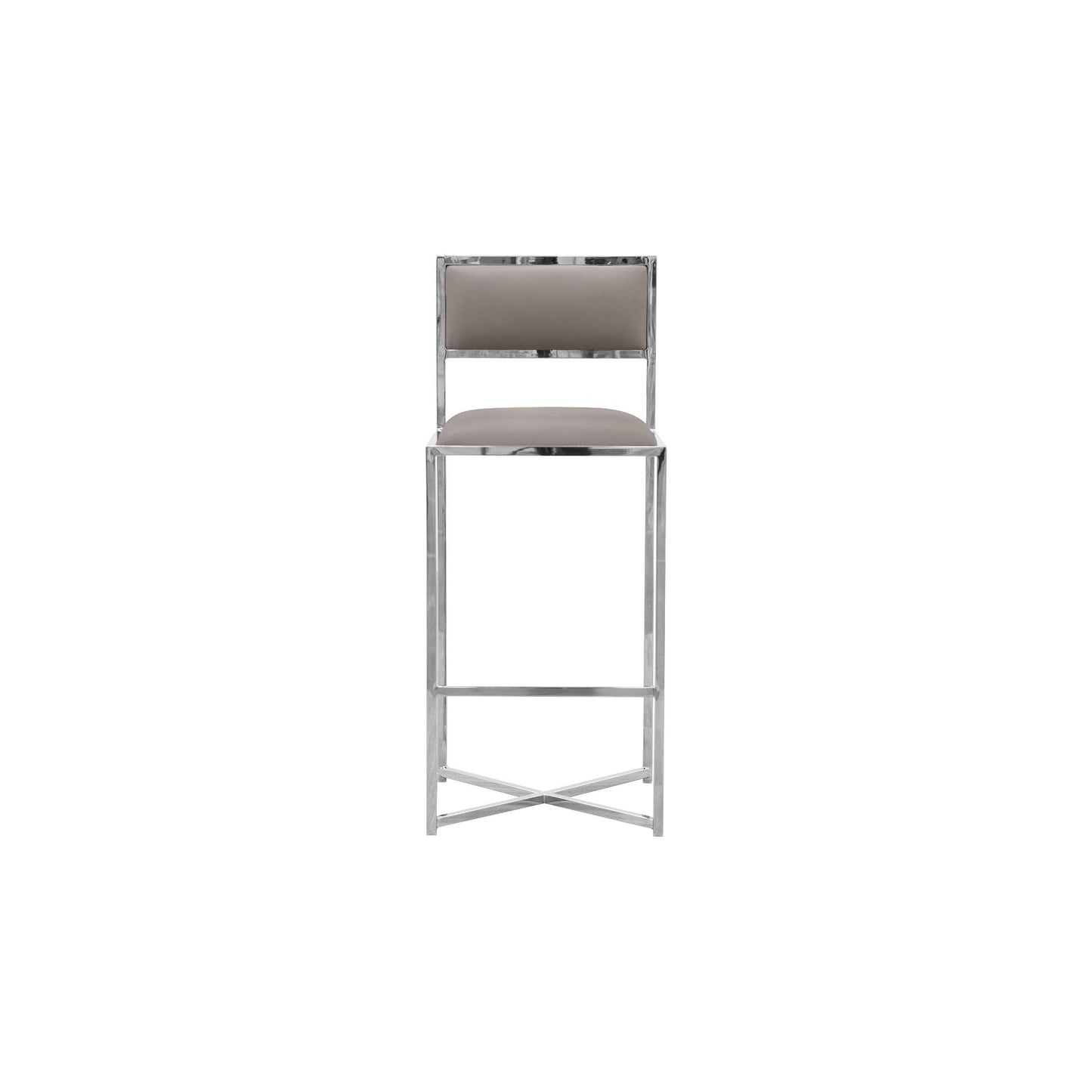 Amalfi X-Base Bar Stool in Taupe Leather (Set of 2) - Ornate Home