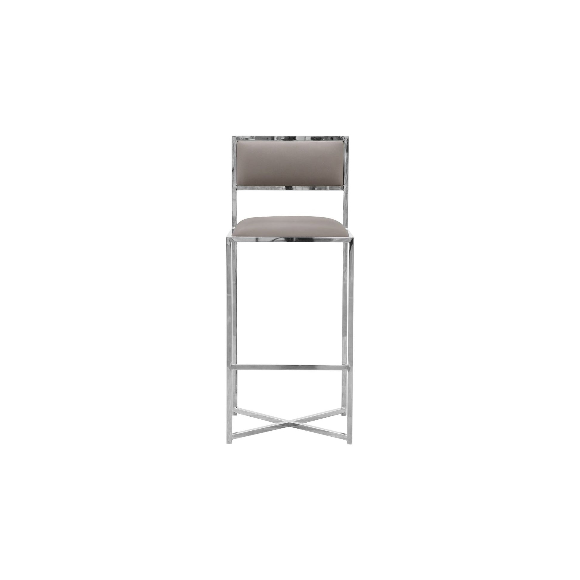 Amalfi X-Base Bar Stool in Taupe Leather (Set of 2) - Ornate Home