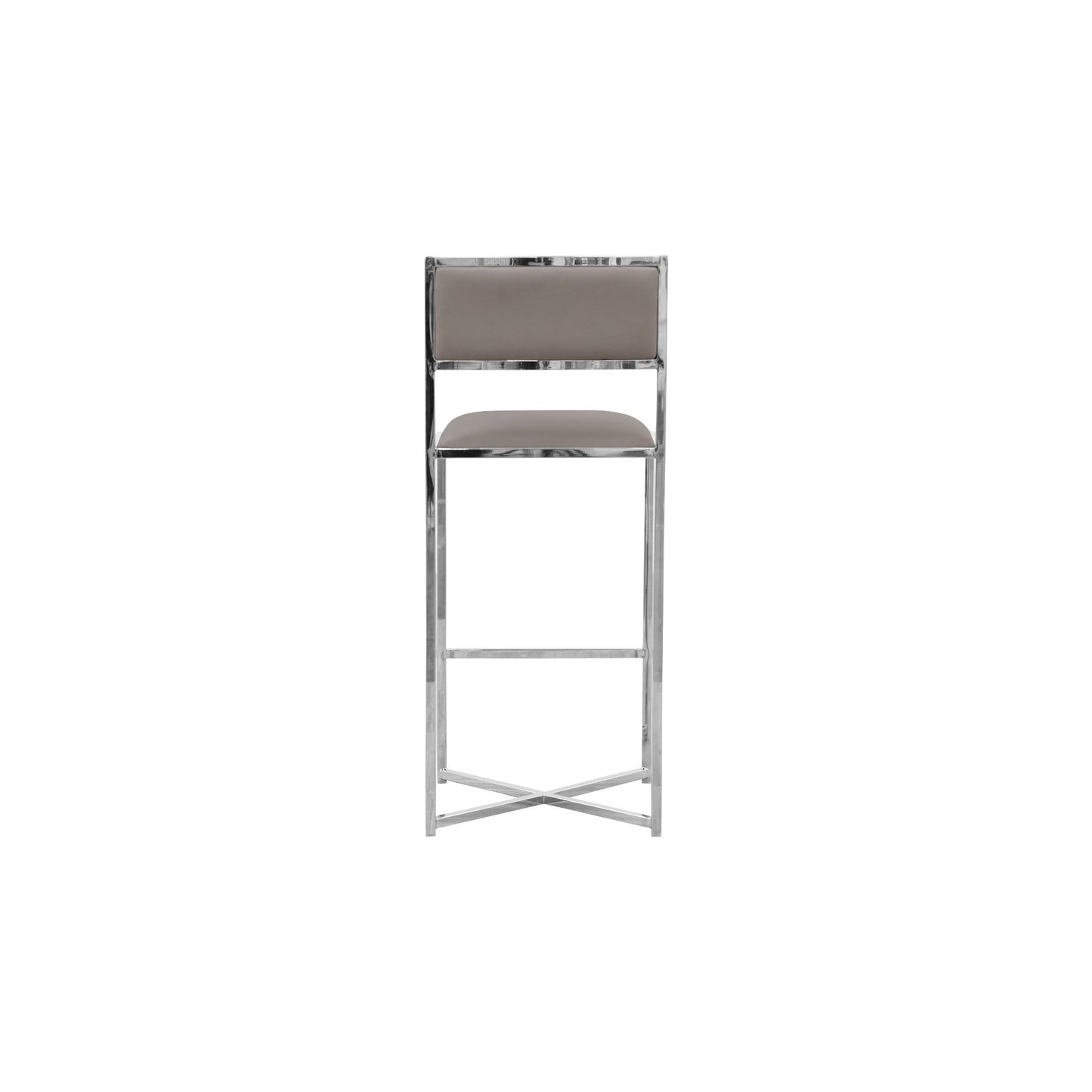 Amalfi X-Base Bar Stool in Taupe Leather (Set of 2) - Ornate Home