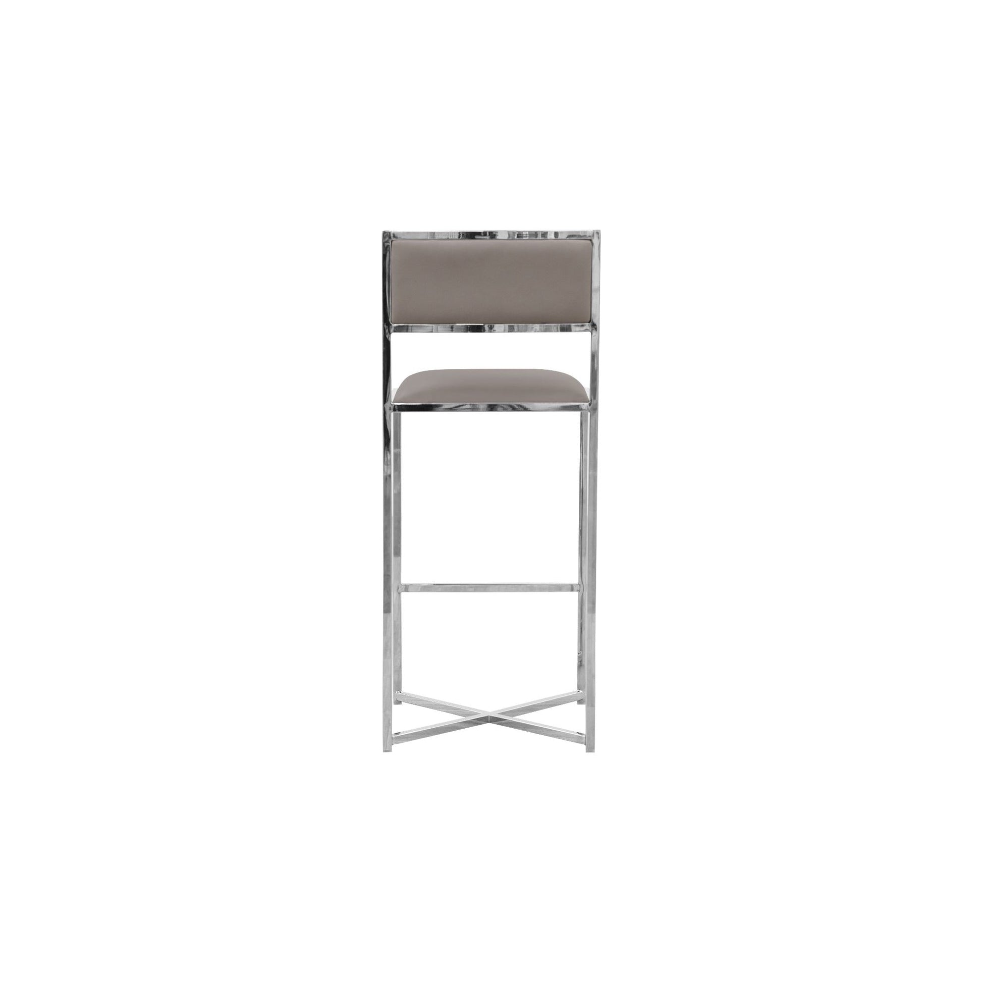 Amalfi X-Base Bar Stool in Taupe Leather (Set of 2) - Ornate Home