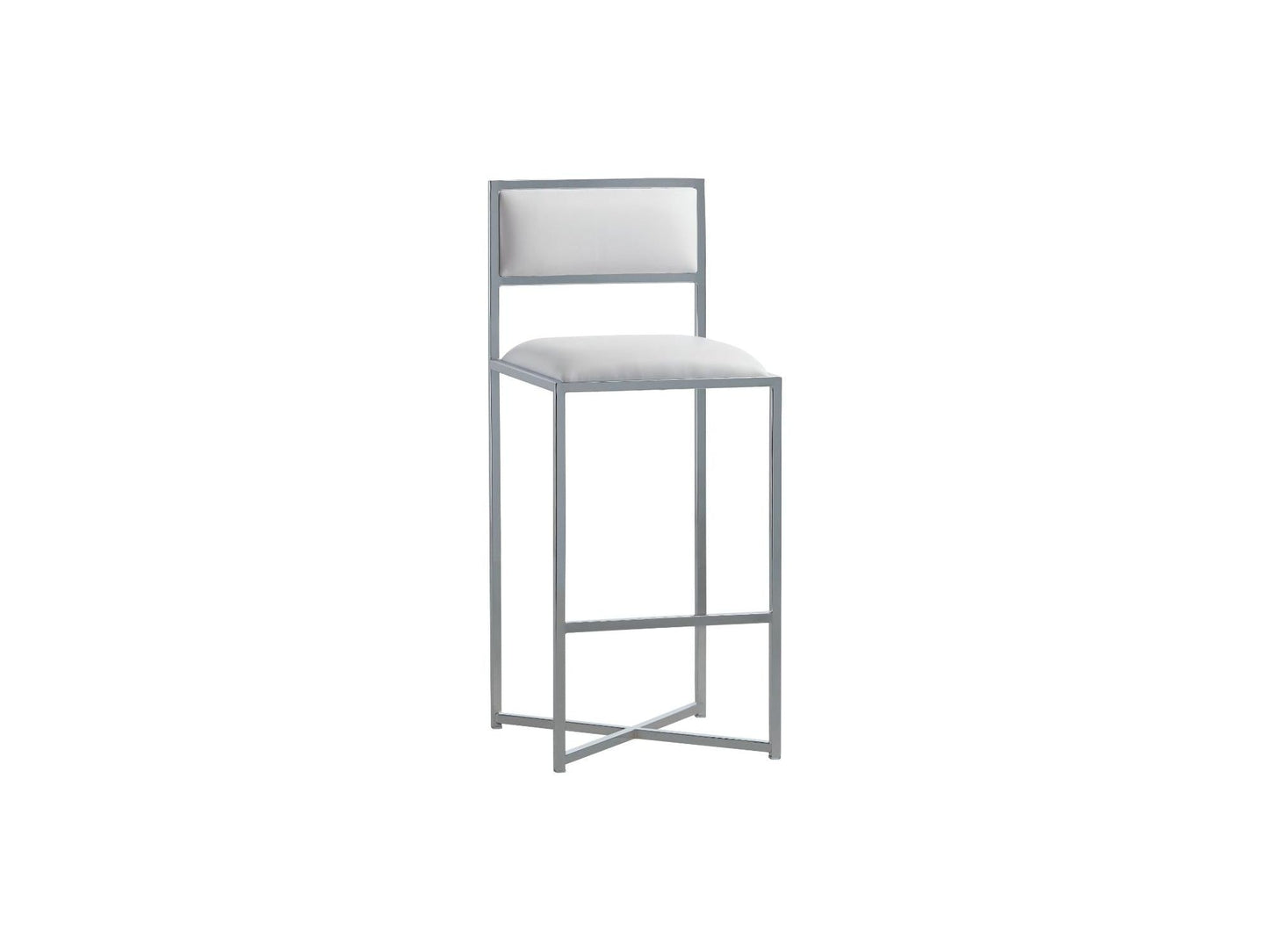 Amalfi X-Base Bar Stool in White Leather (Set of 2) - Ornate Home