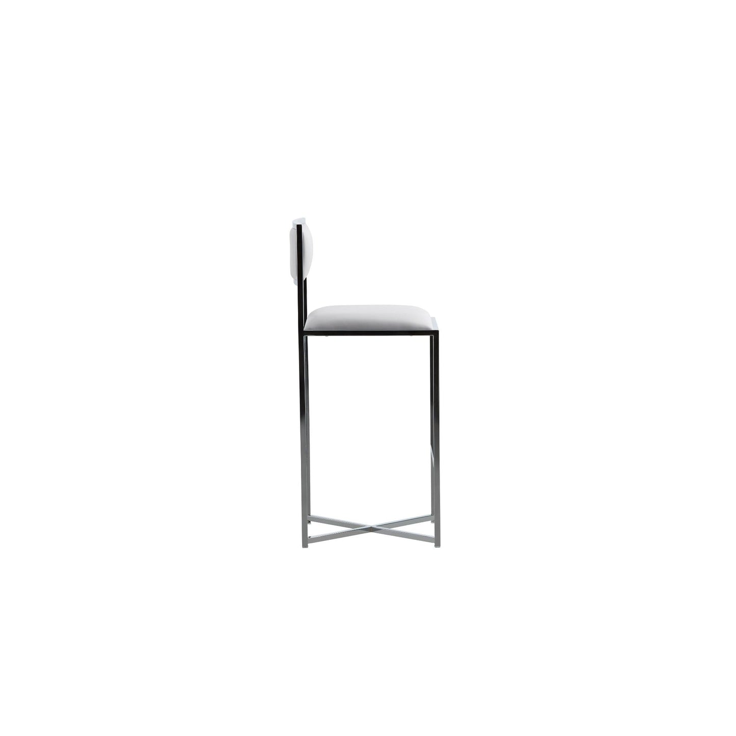 Amalfi X-Base Bar Stool in White Leather (Set of 2) - Ornate Home