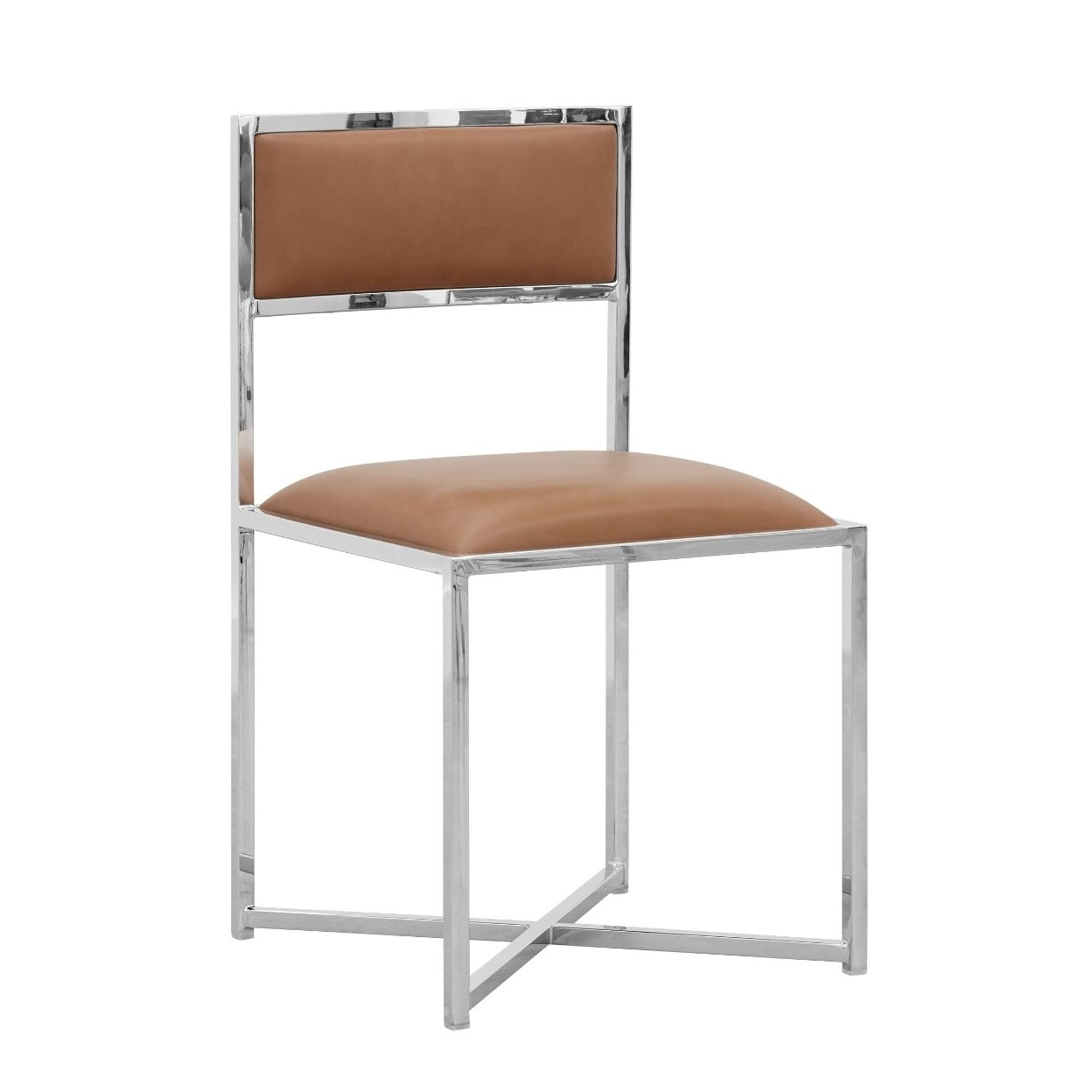 Amalfi X-Base Chair in Cognac Leather (Set of 2) - Ornate Home
