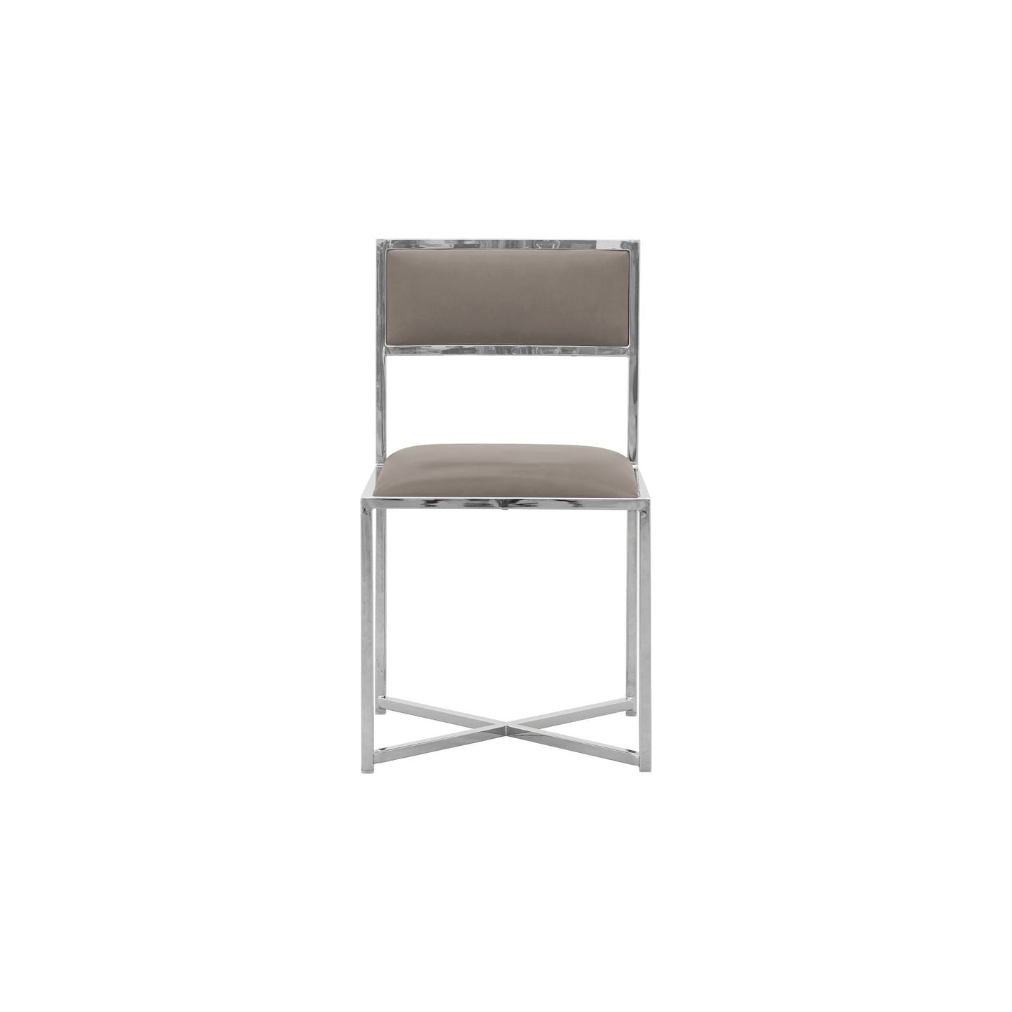 Amalfi X-Base Chair in Taupe Leather (Set of 2) - Ornate Home