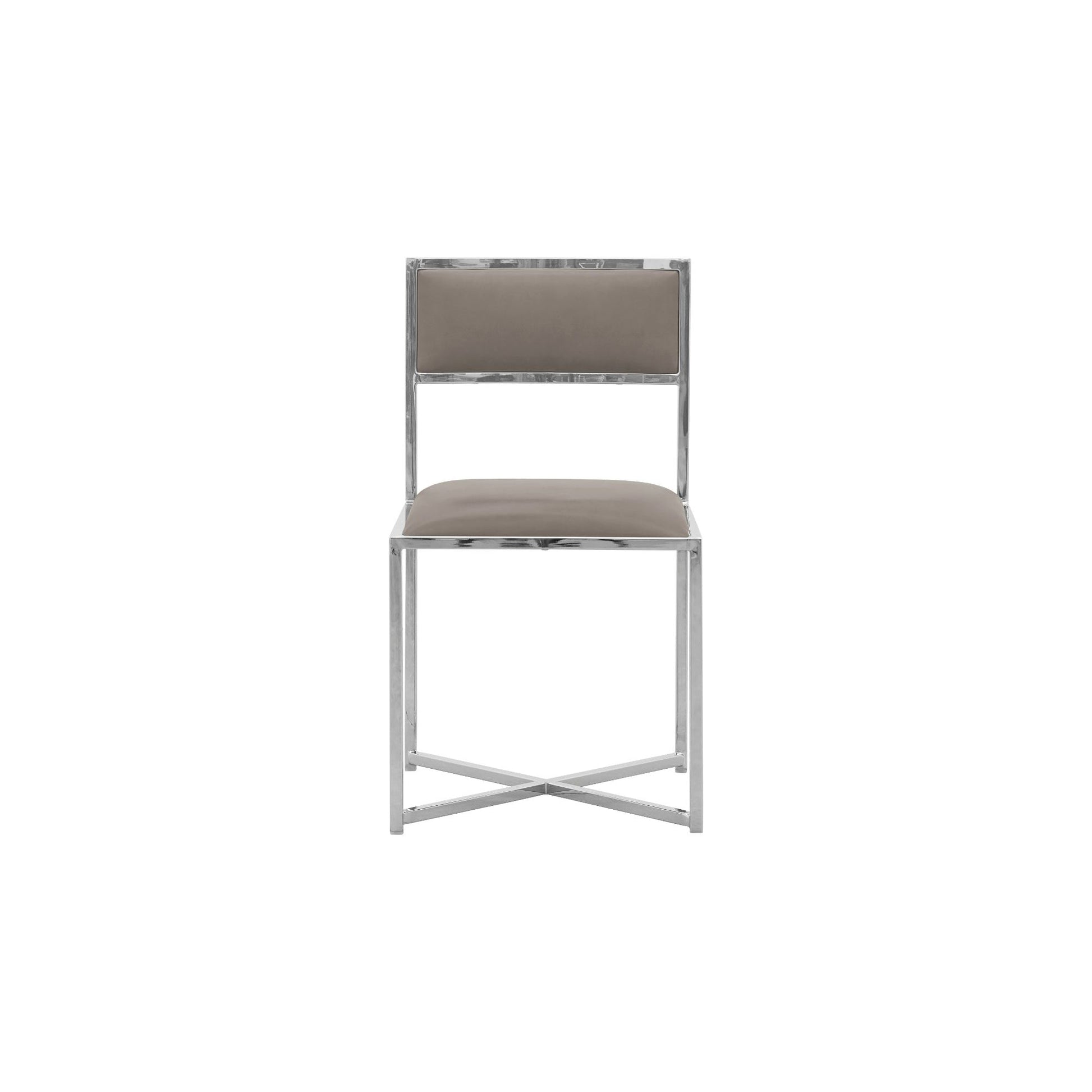 Amalfi X-Base Chair in Taupe Leather (Set of 2) - Ornate Home