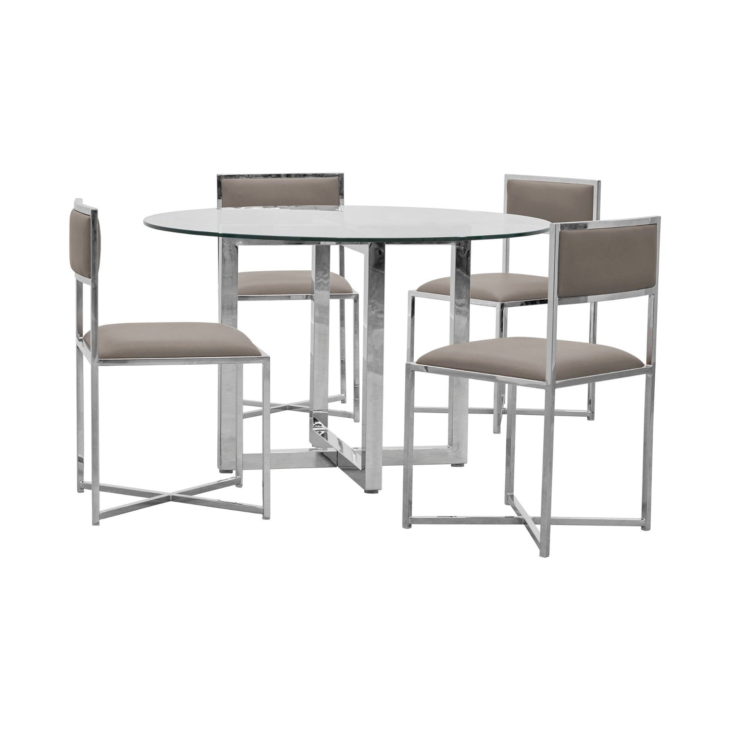 Amalfi X-Base Chair in Taupe Leather (Set of 2) - Ornate Home