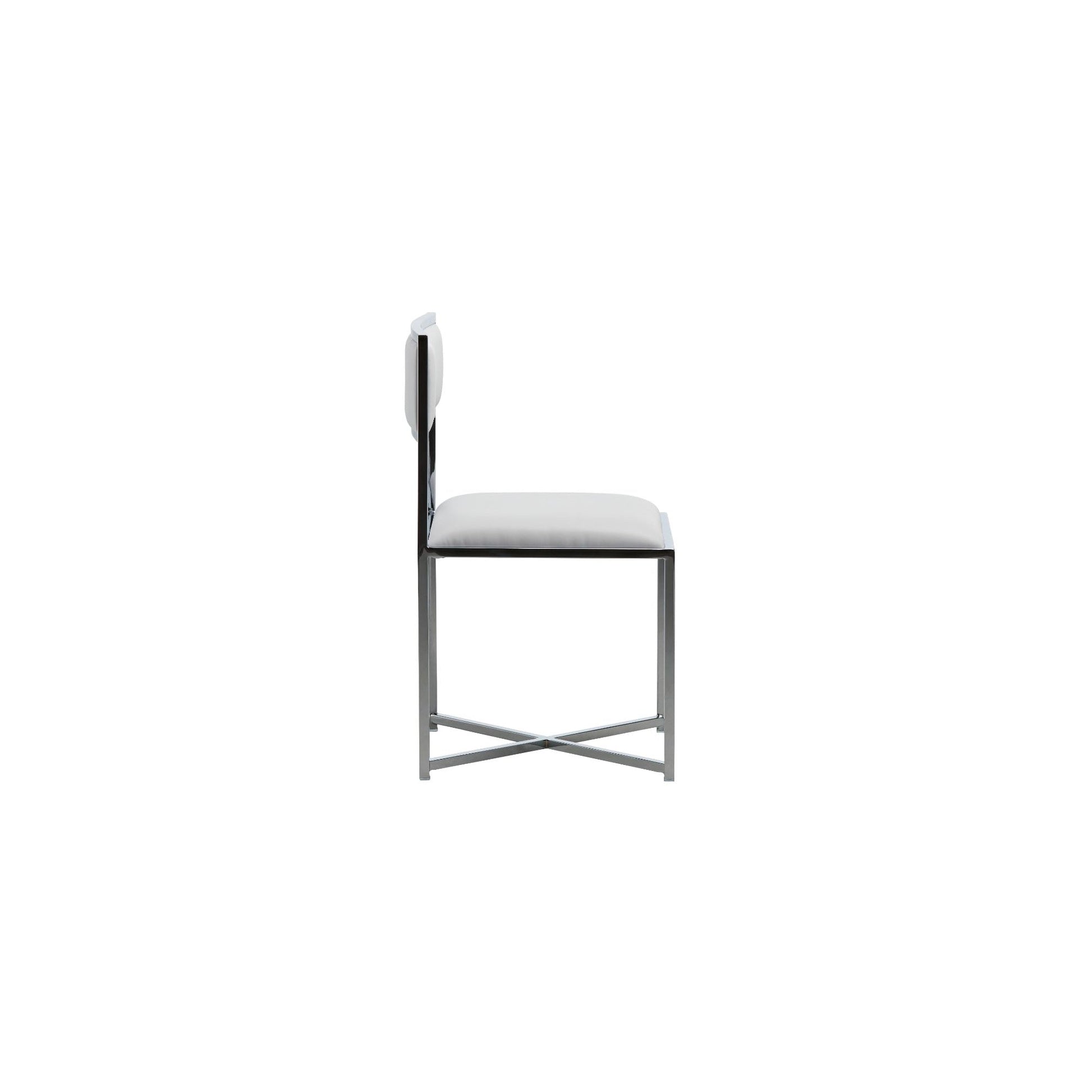 Amalfi X-Base Chair in White Leather (Set of 2) - Ornate Home