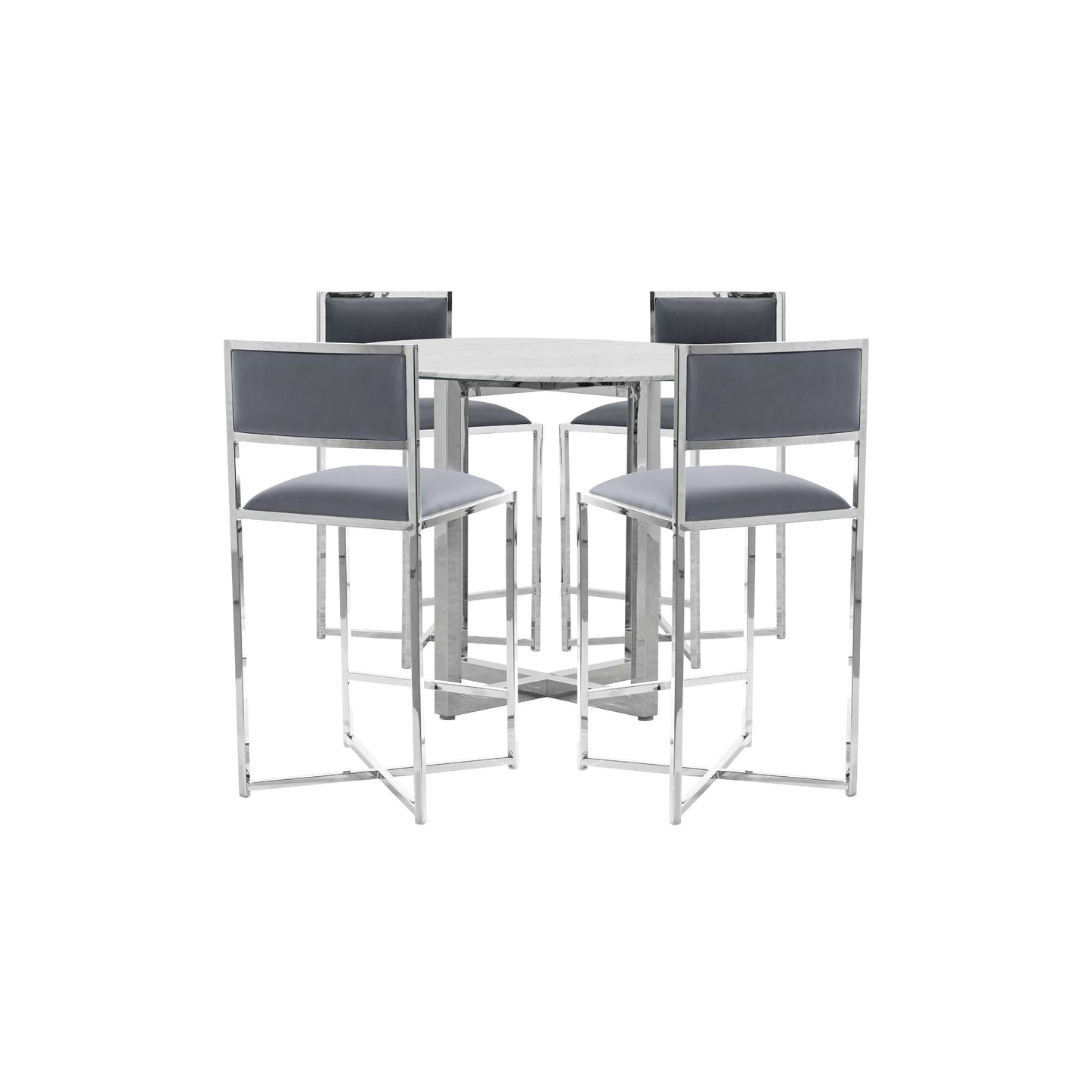 Amalfi X-Base Counter Stool in Cobalt Leather (Set of 2) - Ornate Home