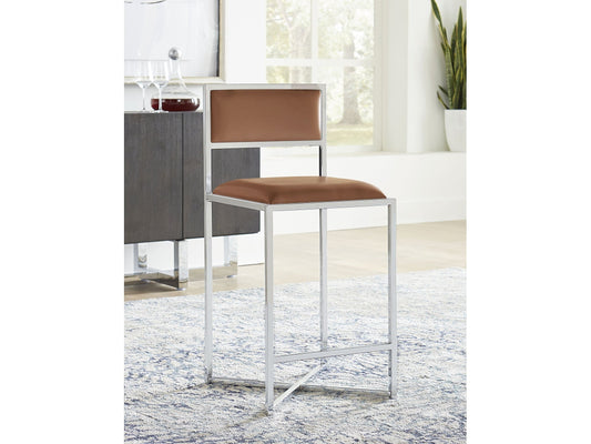 Amalfi X-Base Counter Stool in Cognac Leather (Set of 2) - Ornate Home
