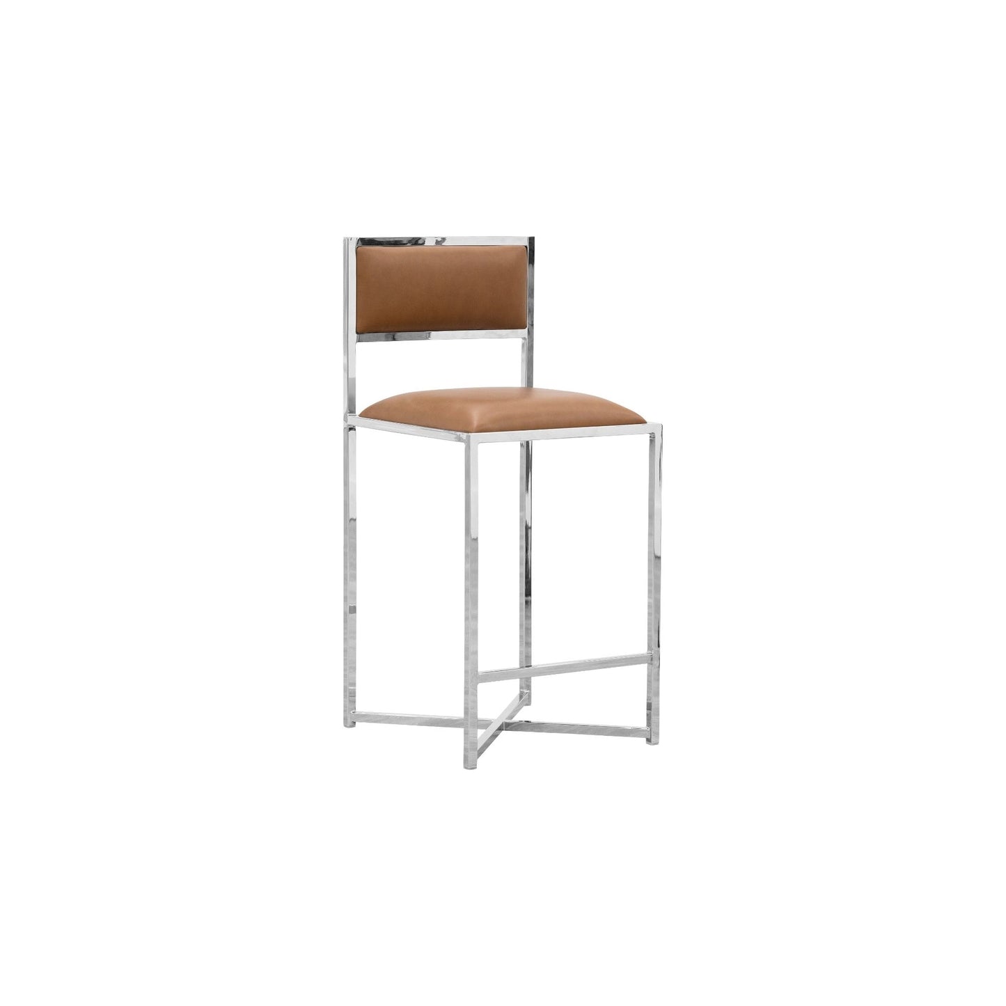 Amalfi X-Base Counter Stool in Cognac Leather (Set of 2) - Ornate Home