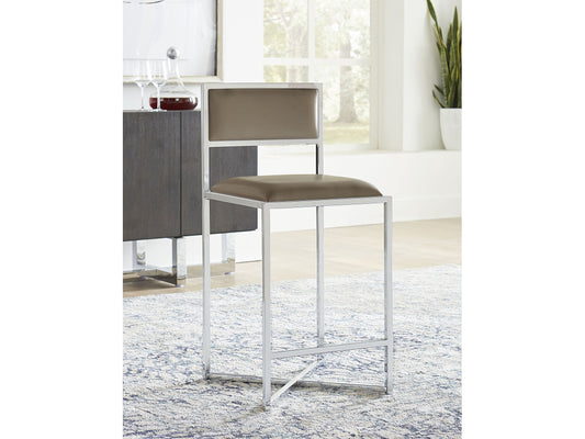 Amalfi X-Base Counter Stool in Taupe Leather (Set of 2) - Ornate Home