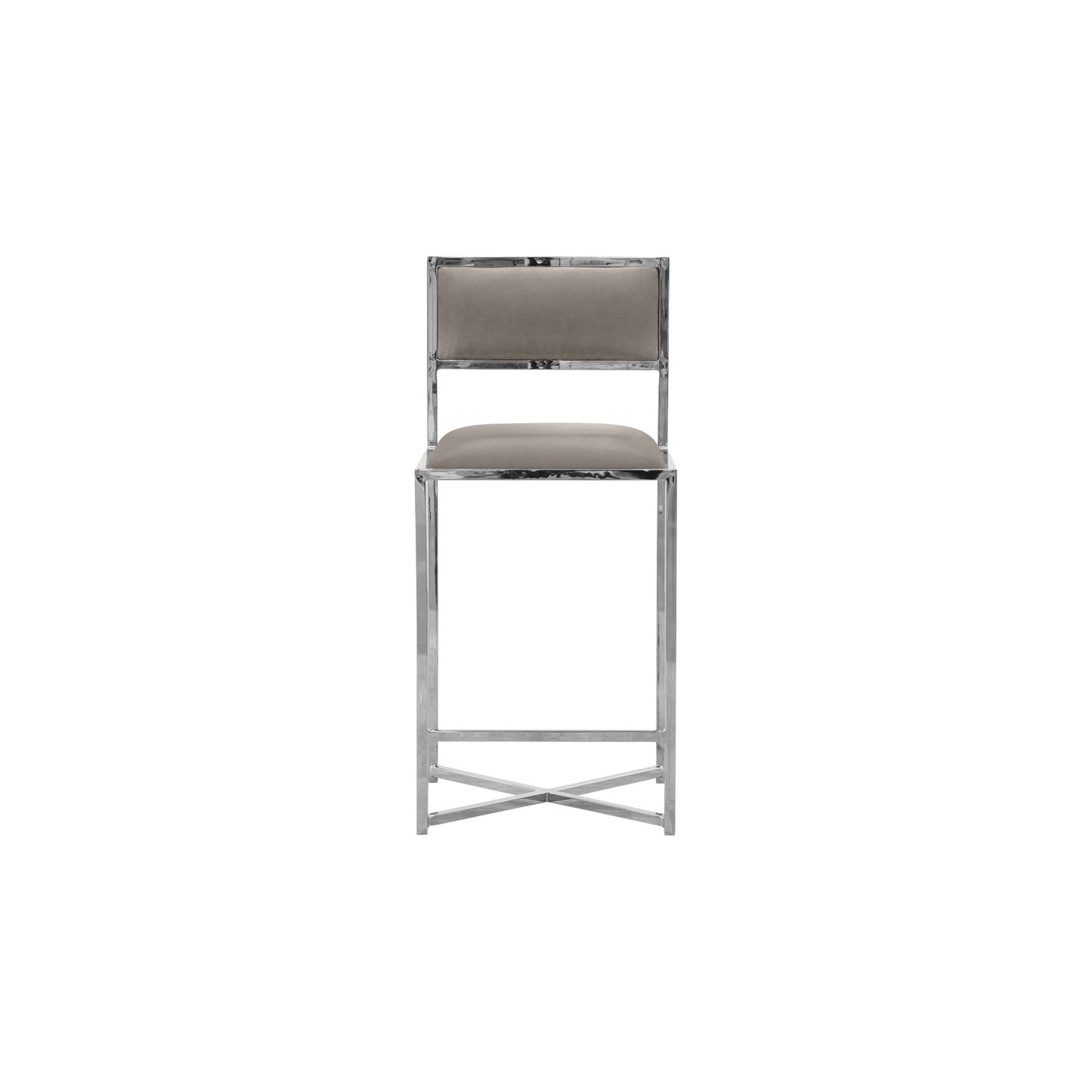 Amalfi X-Base Counter Stool in Taupe Leather (Set of 2) - Ornate Home