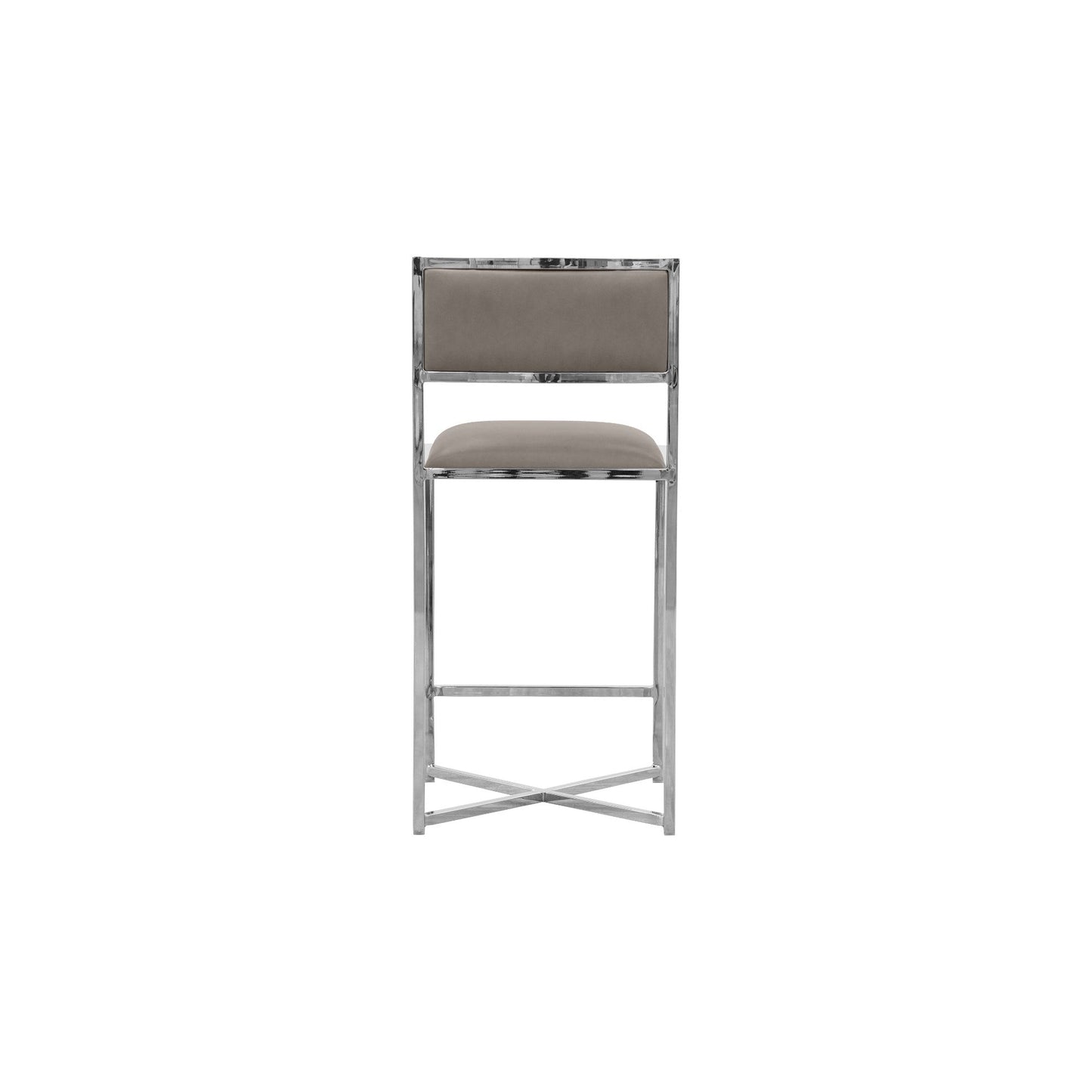 Amalfi X-Base Counter Stool in Taupe Leather (Set of 2) - Ornate Home