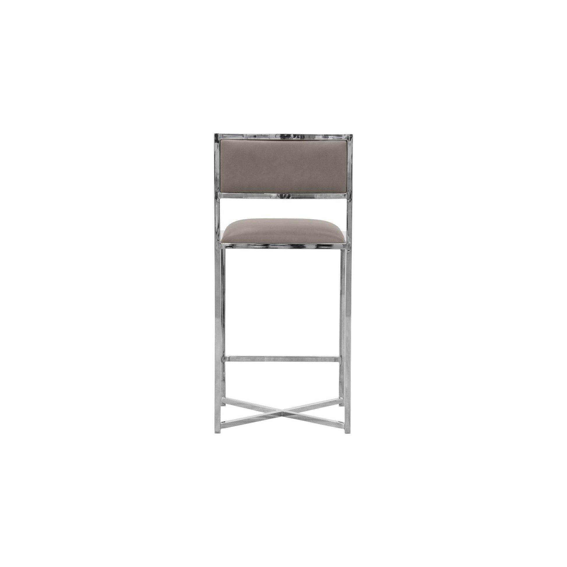 Amalfi X-Base Counter Stool in Taupe Leather (Set of 2) - Ornate Home