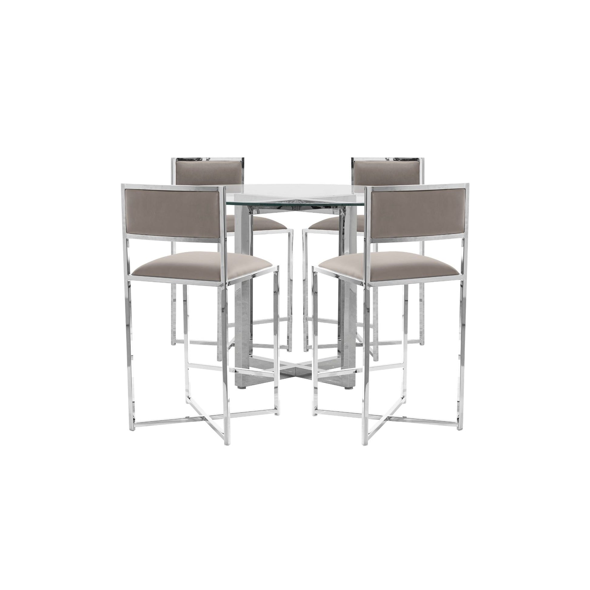 Amalfi X-Base Counter Stool in Taupe Leather (Set of 2) - Ornate Home