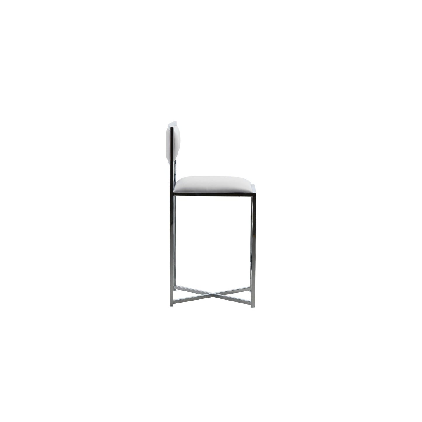Amalfi X-Base Counter Stool in White Leather (Set of 2) - Ornate Home
