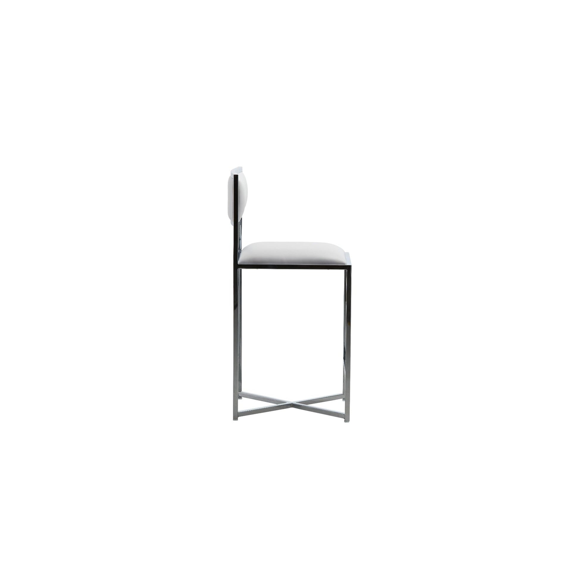 Amalfi X-Base Counter Stool in White Leather (Set of 2) - Ornate Home