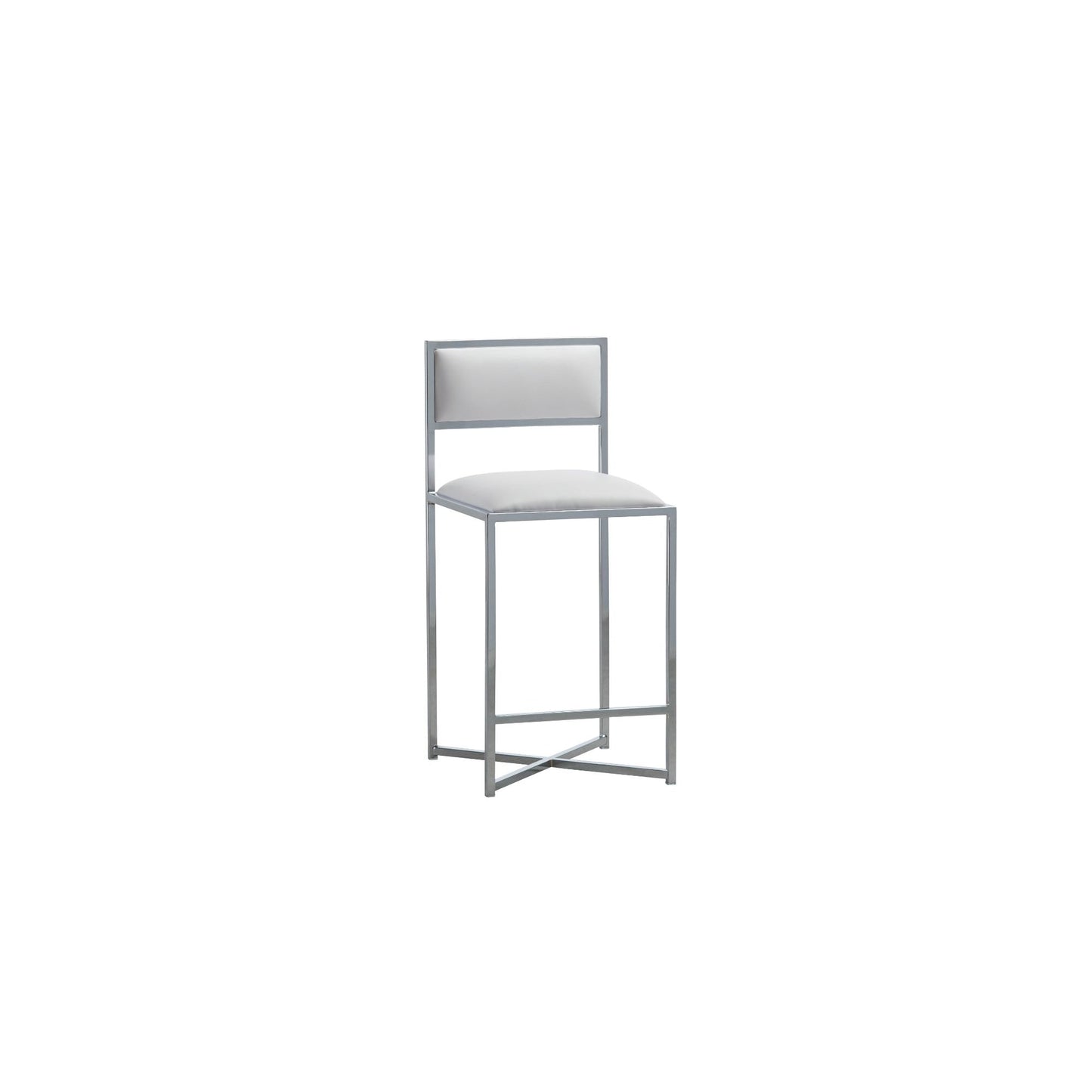 Amalfi X-Base Counter Stool in White Leather (Set of 2) - Ornate Home