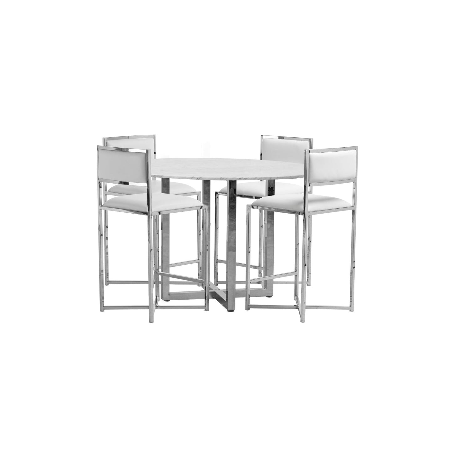 Amalfi X-Base Counter Stool in White Leather (Set of 2) - Ornate Home