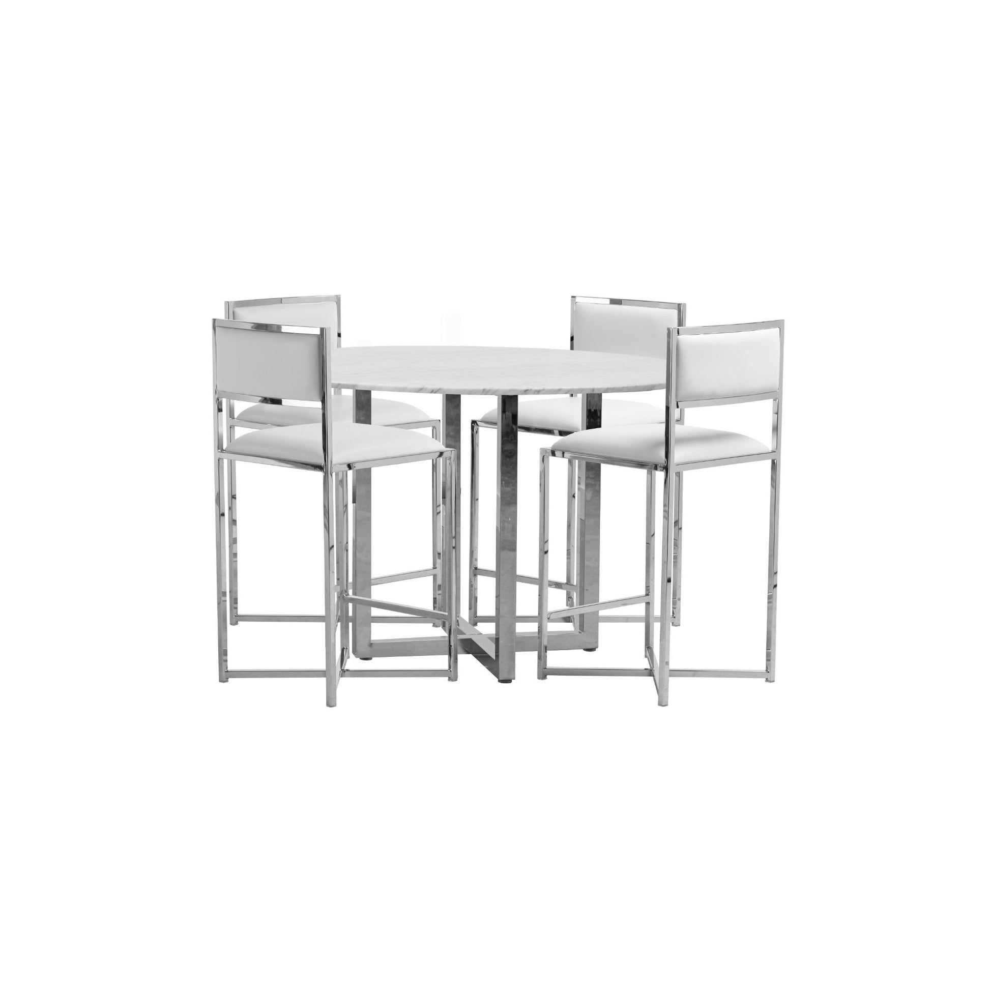 Amalfi X-Base Counter Stool in White Leather (Set of 2) - Ornate Home