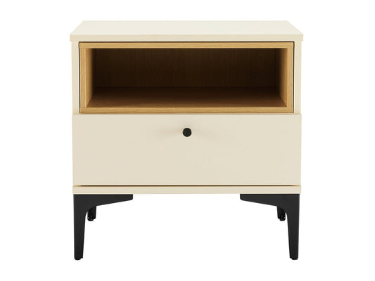Amara Nightstand in Cream and Natural Oak - Ornate Home