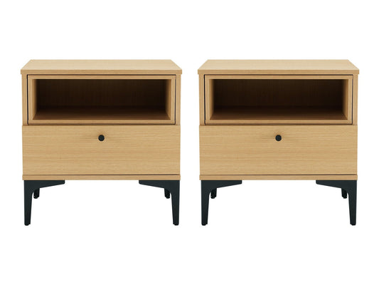 Amara Nightstand in Natural Oak (set of 2) - Ornate Home