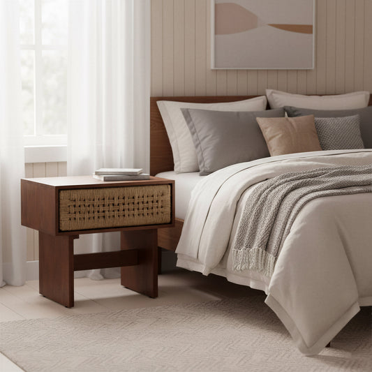 Amaria Natural & Walnut Nightstand - Ornate Home