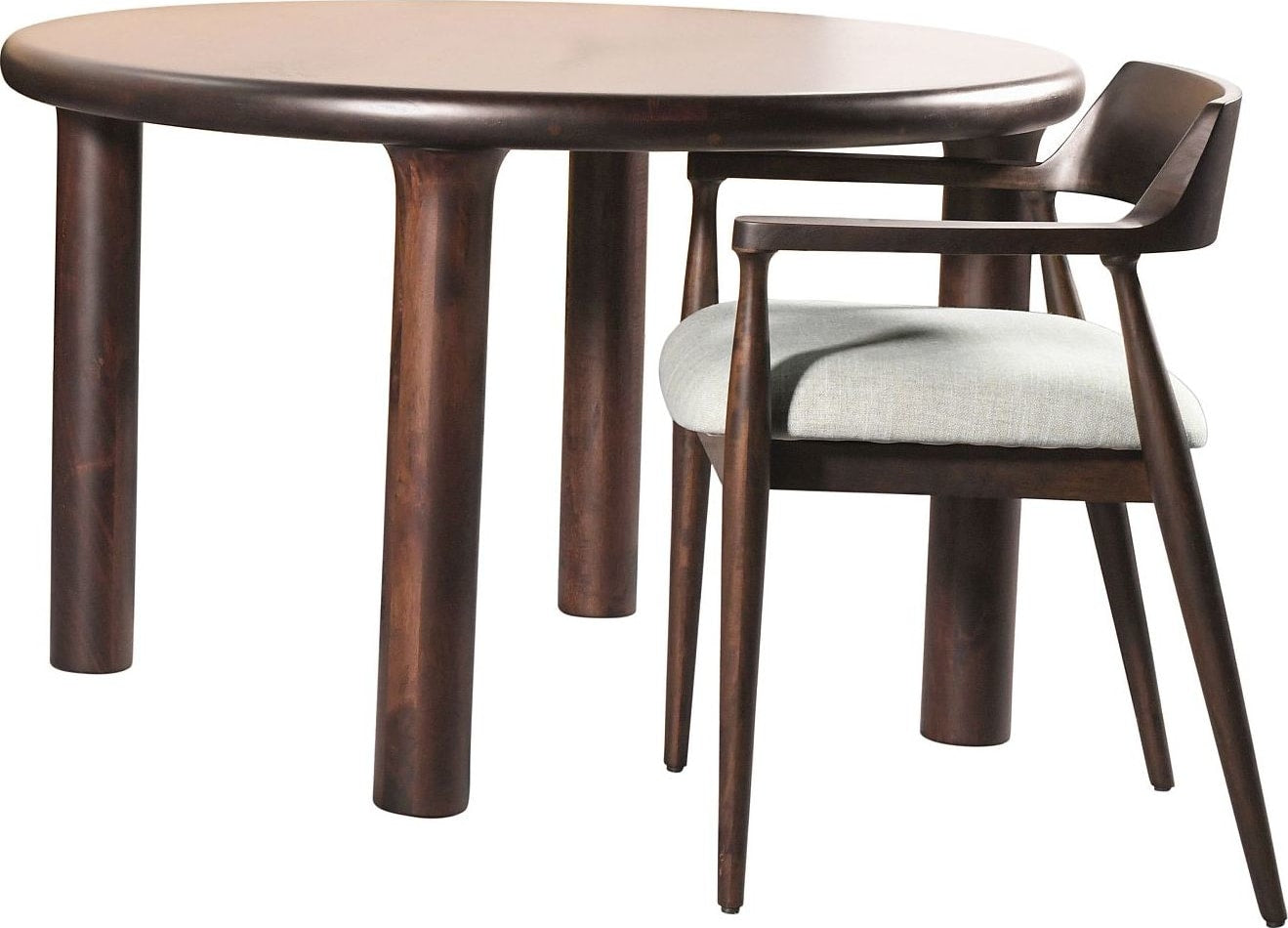 Amaroo Honey Date Solid Mango Linen Upholstered Dining Arm Chair - Ornate Home