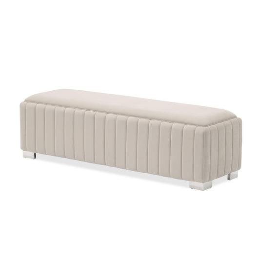 Amaryllis Chrome/Taupe Velvet Accent Bench - Ornate Home