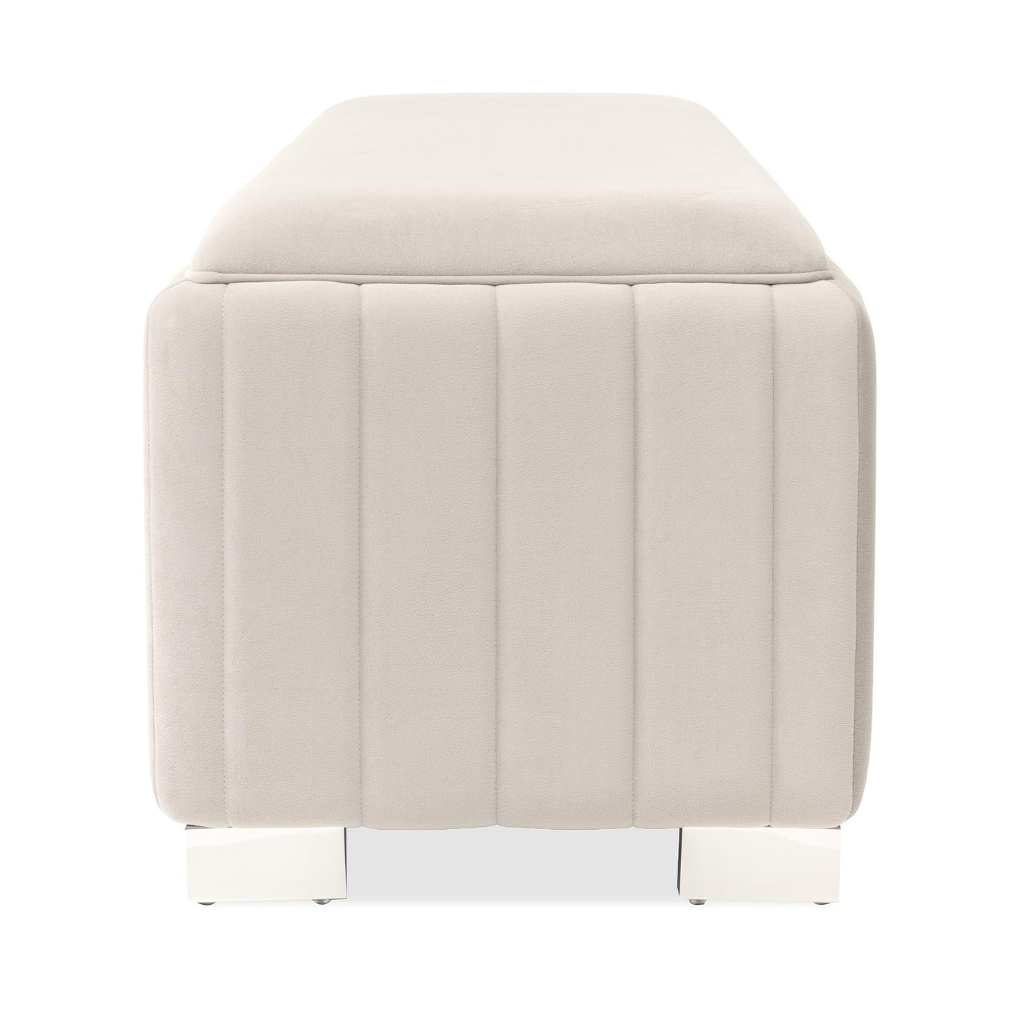 Amaryllis Chrome/Taupe Velvet Accent Bench - Ornate Home