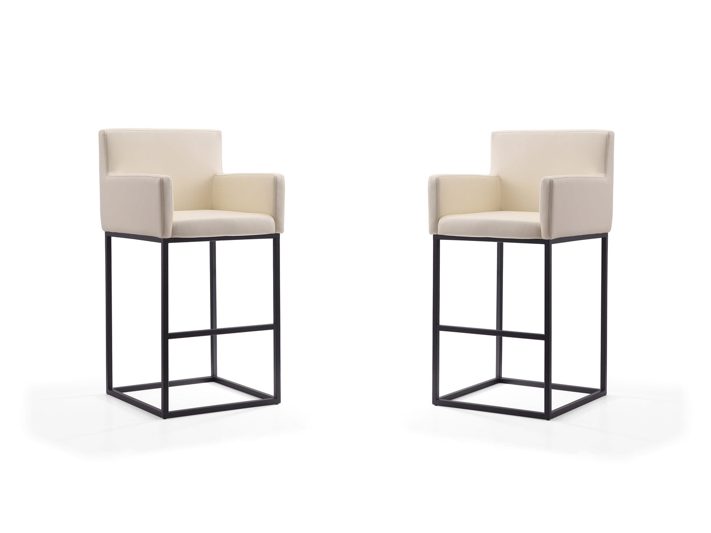 Ambassador Barstool in Cream and Black (set of 2) - Ornate Home
