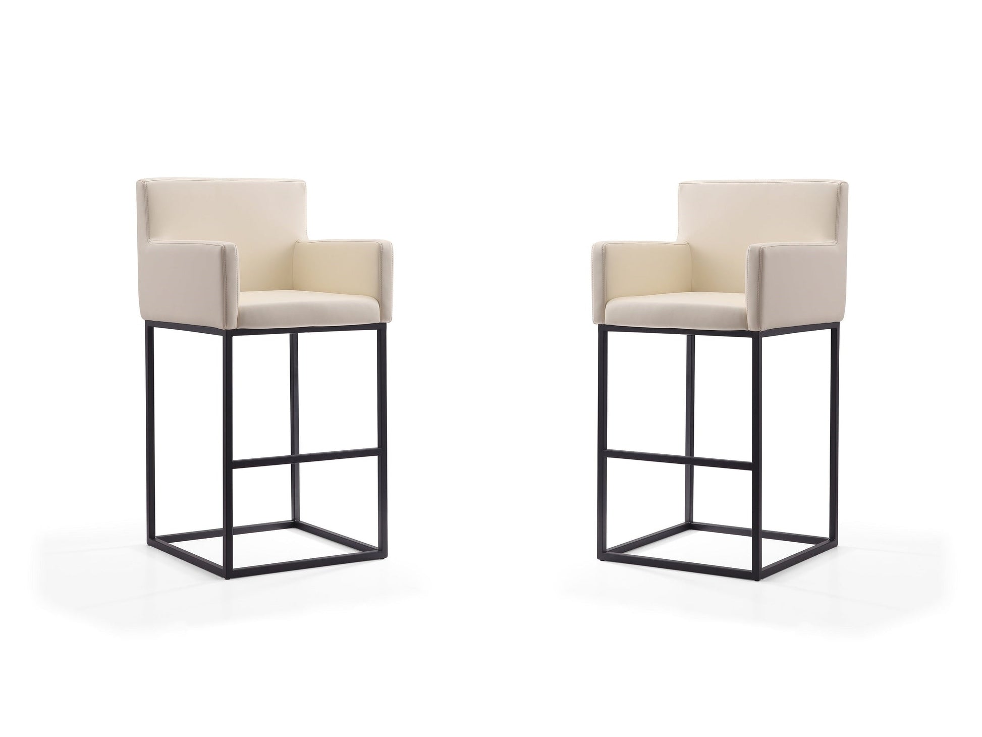Ambassador Barstool in Cream and Black (set of 2) - Ornate Home