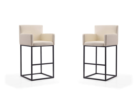 Ambassador Barstool in Cream and Black (set of 2) - Ornate Home