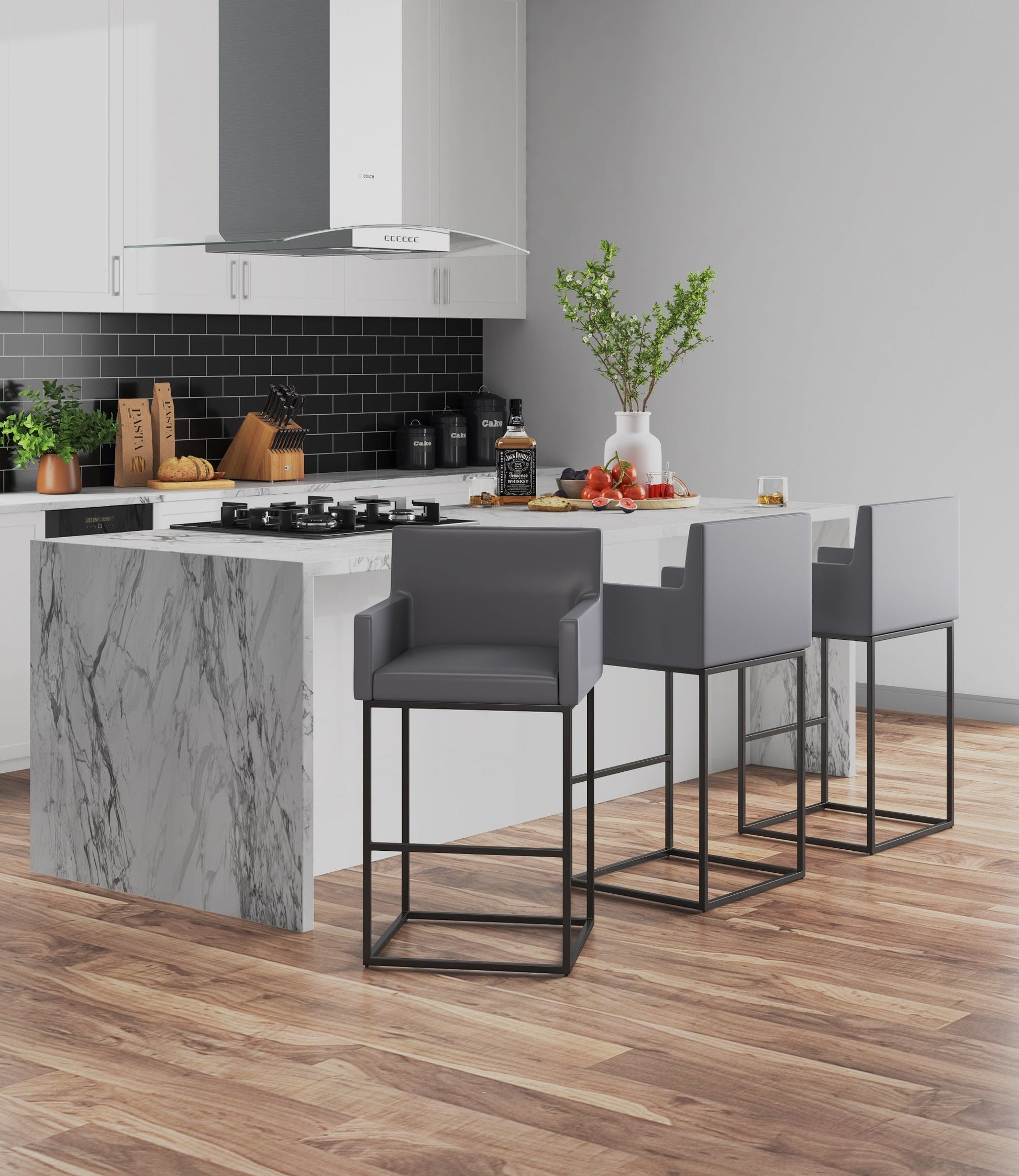Ambassador Barstool in Grey and Black - Ornate Home