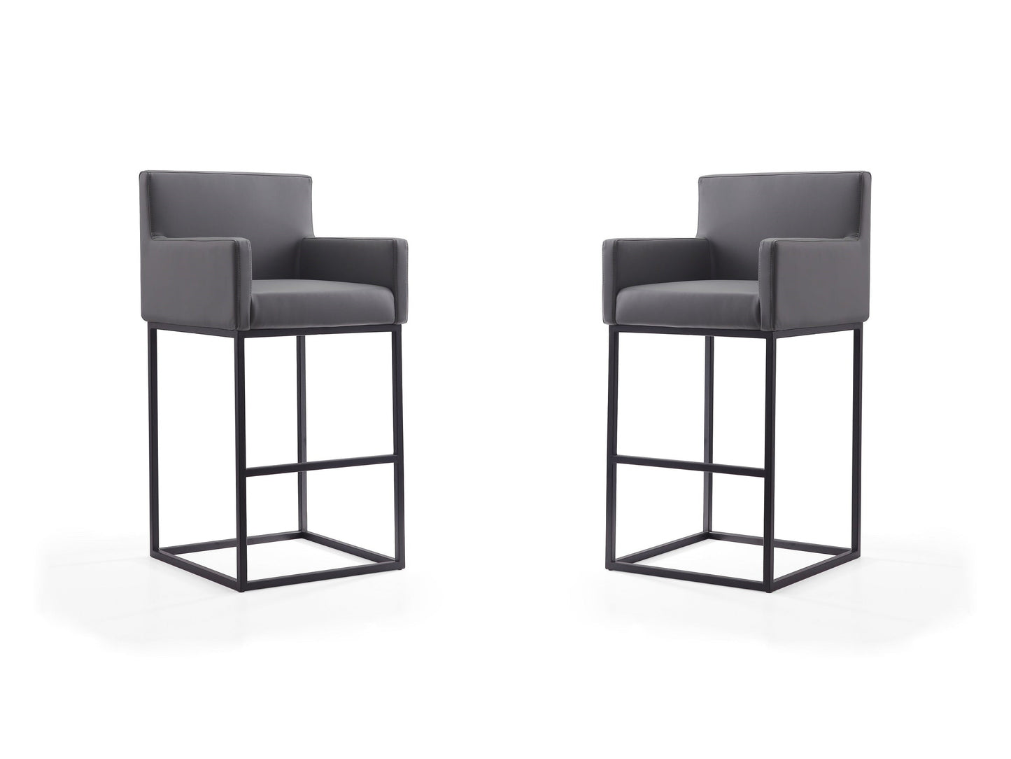 Ambassador Barstool in Grey and Black (set of 2) - Ornate Home