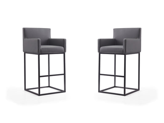 Ambassador Barstool in Grey and Black (set of 2) - Ornate Home