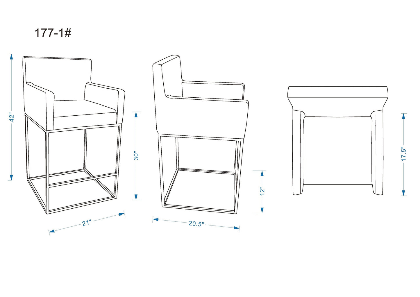 Ambassador Barstool in Grey and Black (set of 2) - Ornate Home