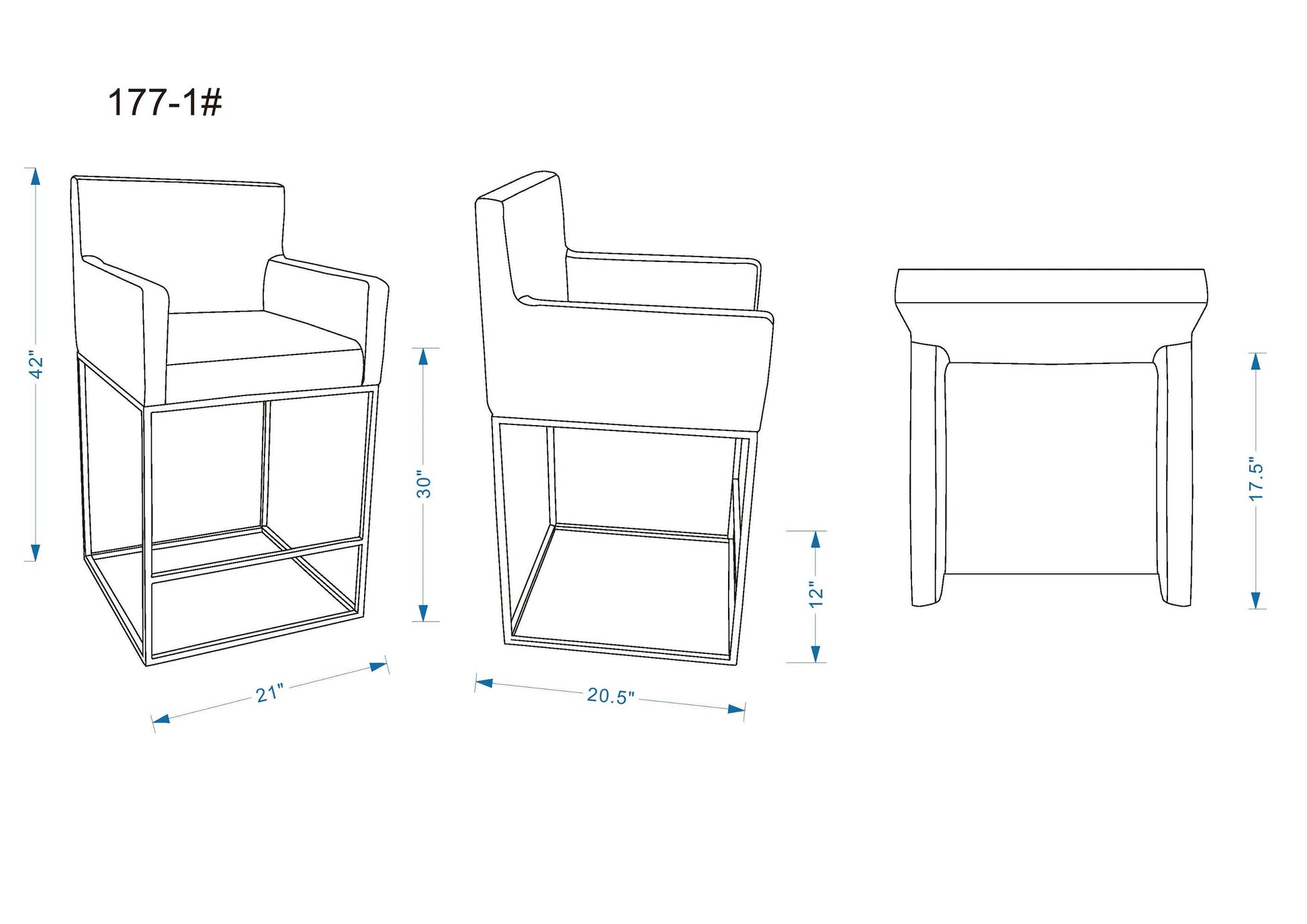 Ambassador Barstool in Grey and Black (set of 2) - Ornate Home