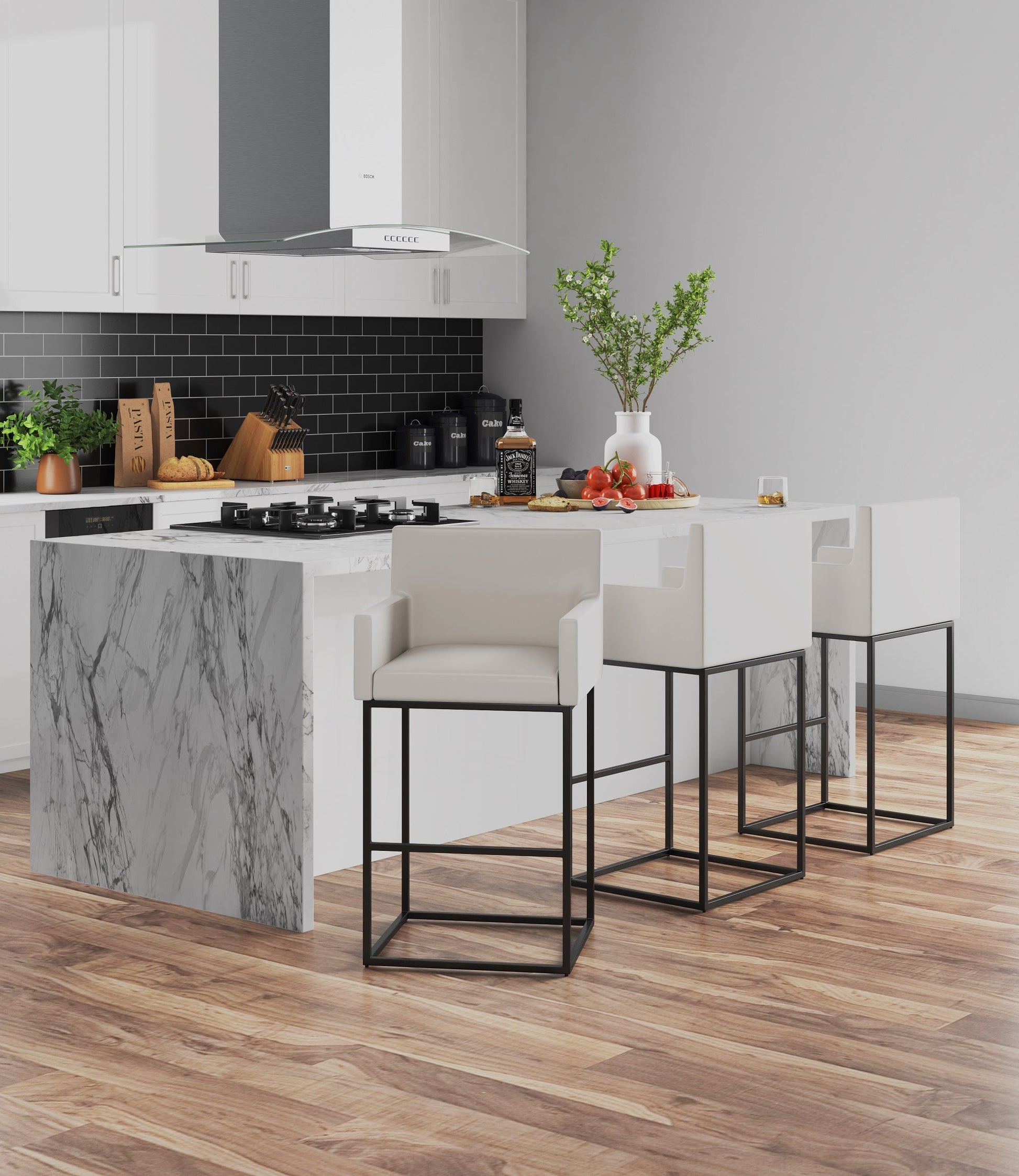 Ambassador Counter Stool in Cream and Black - Ornate Home