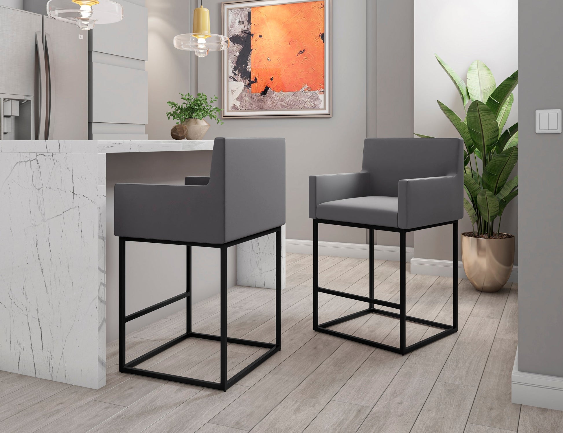 Ambassador Counter Stool in Grey and Black - Ornate Home