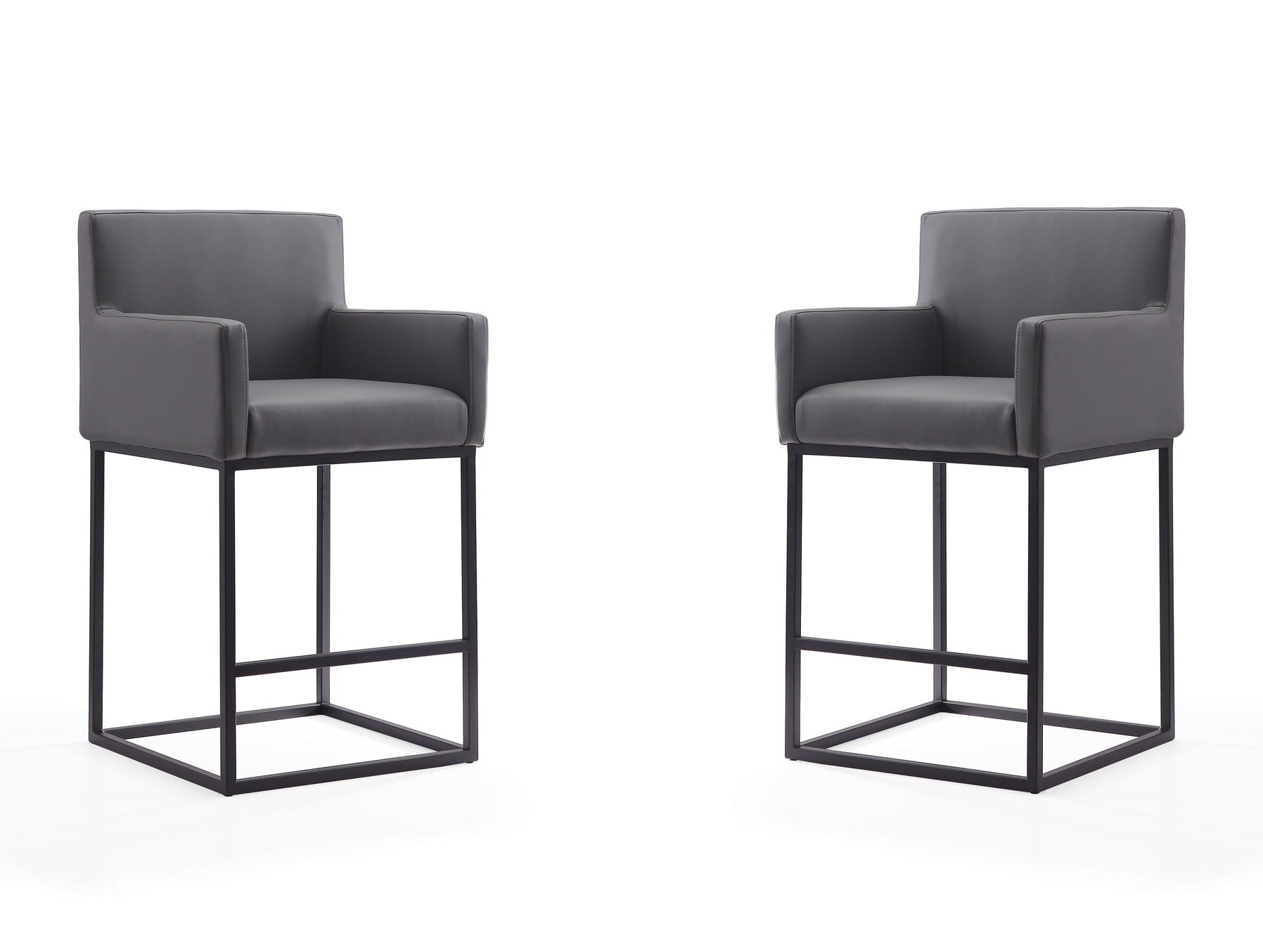 Ambassador Counter Stool in Grey and Black (set of 2) - Ornate Home