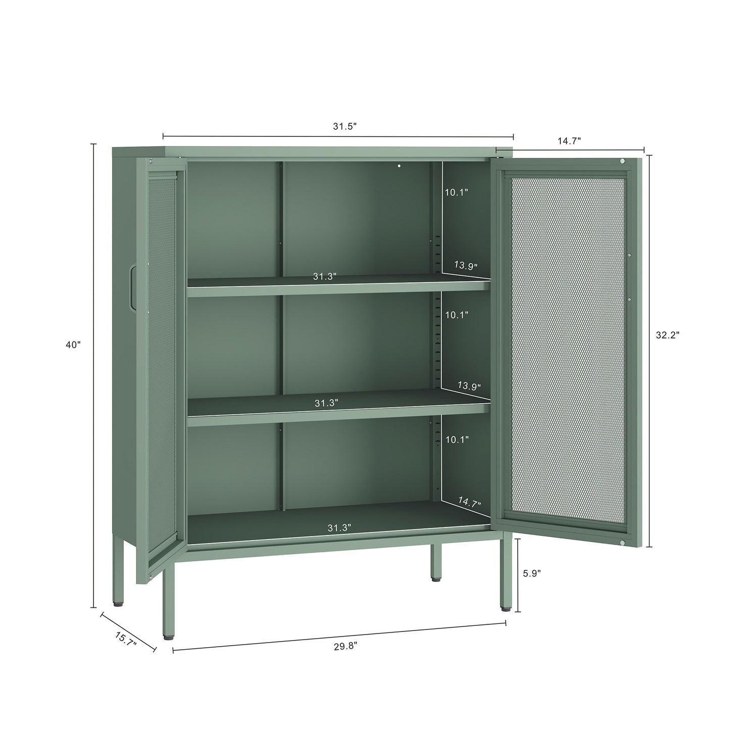 Amelia 31.5" Accent Cabinet in Green - Ornate Home