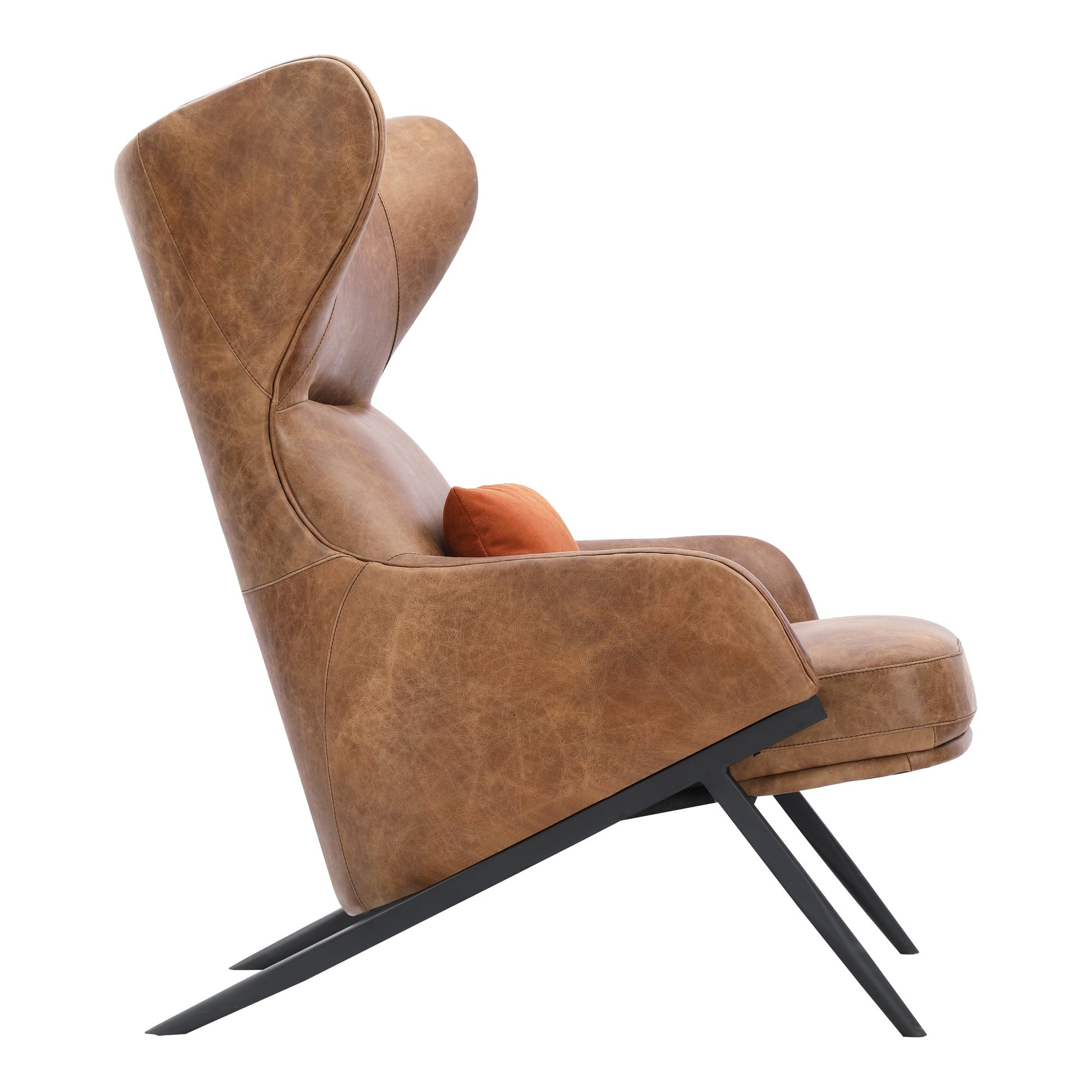 Amos Brown Leather Accent Chair - Ornate Home