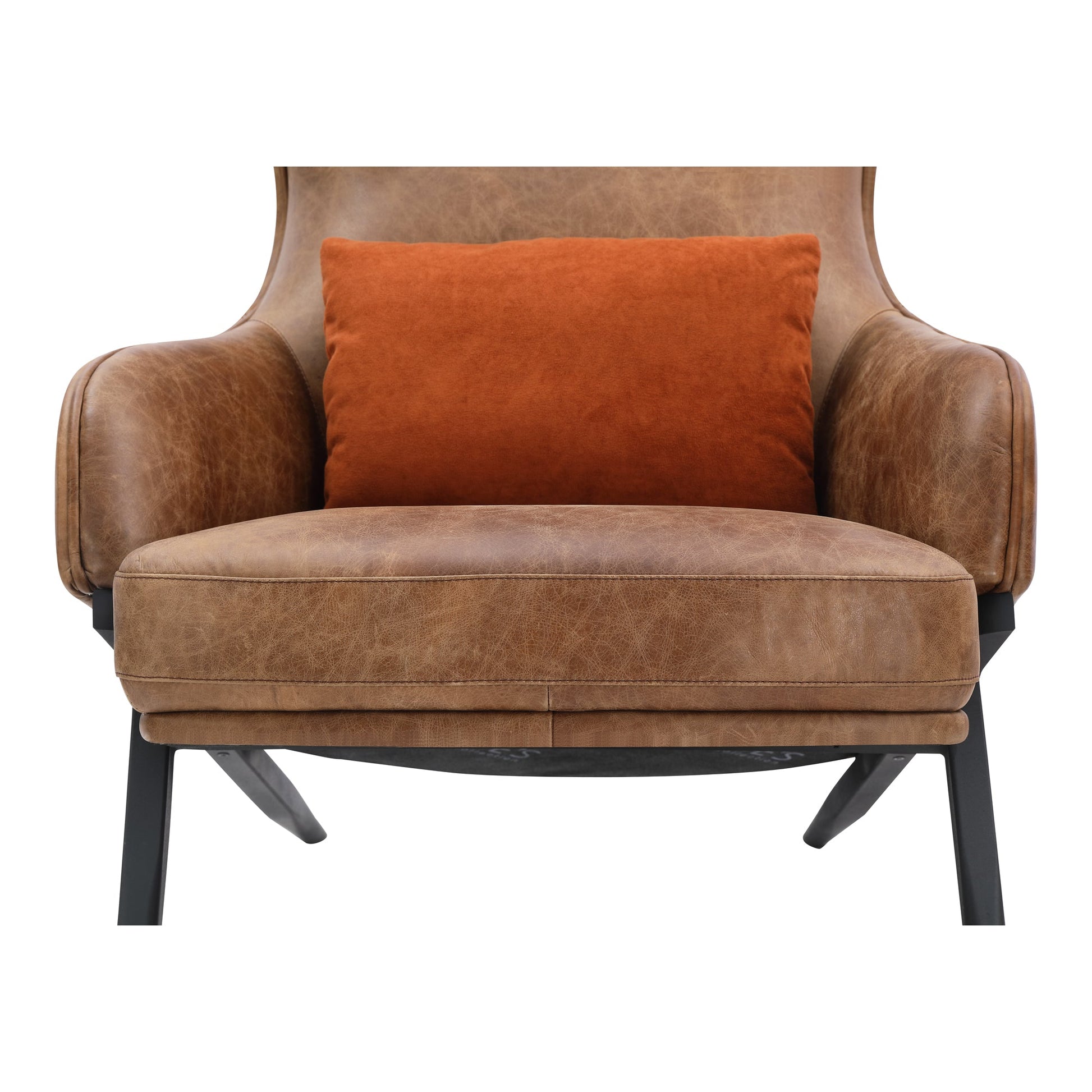 Amos Brown Leather Accent Chair - Ornate Home
