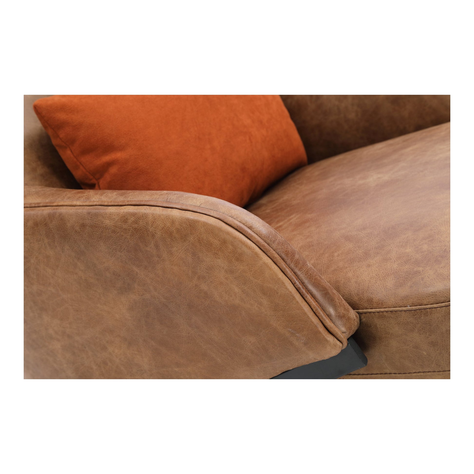 Amos Brown Leather Accent Chair - Ornate Home